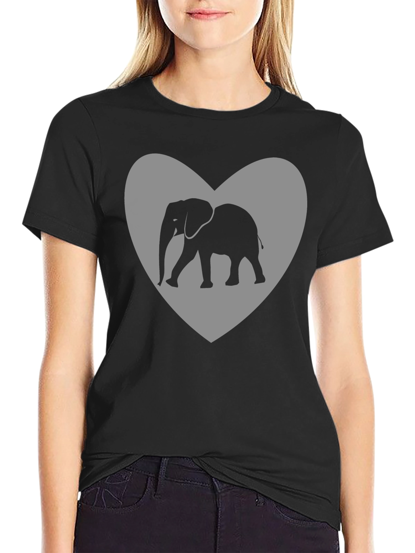 Black Elephant Heart Graphic Tee - Black view 2