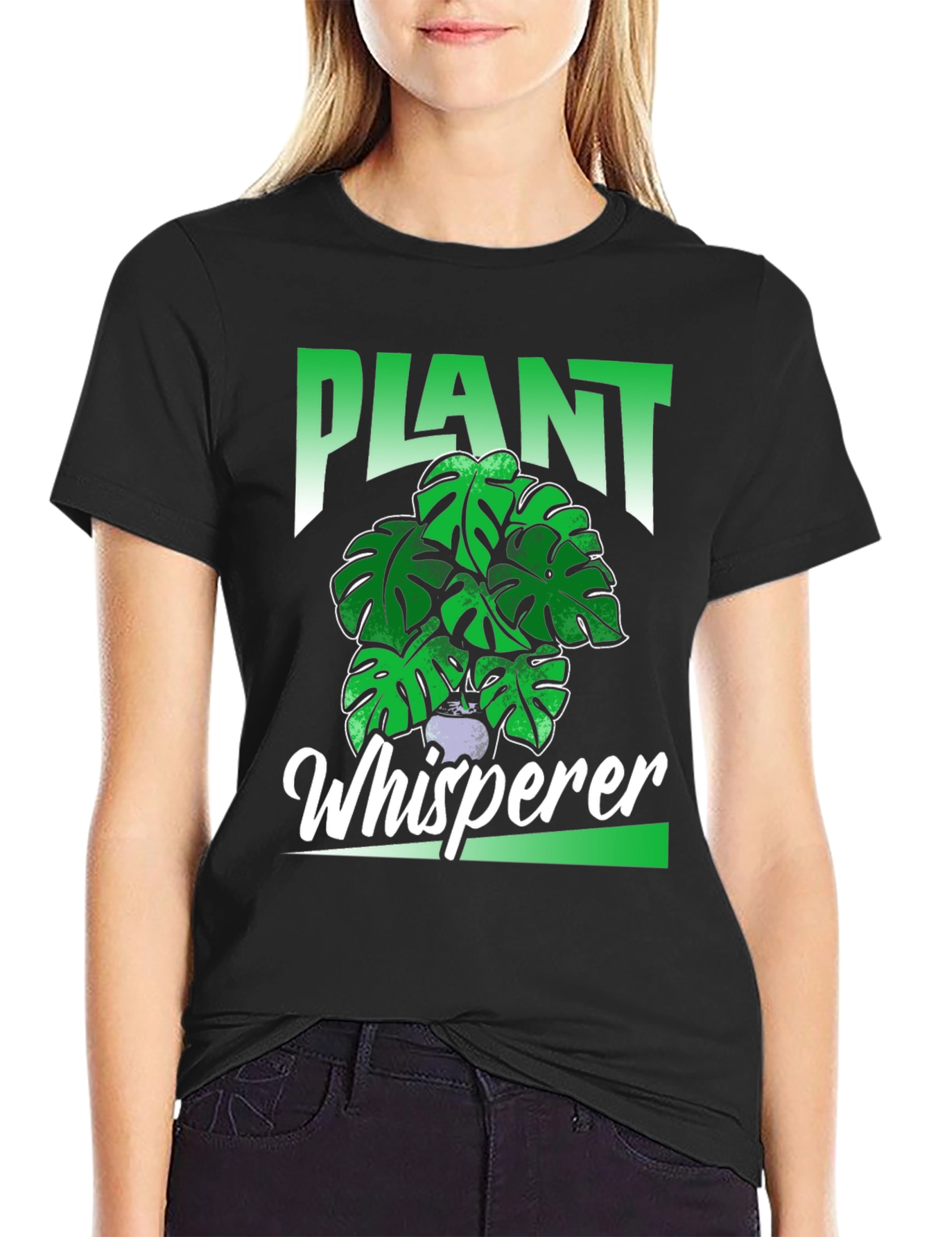 Black Plant Whisperer T-Shirt - Houseplant Lover Tee view 2