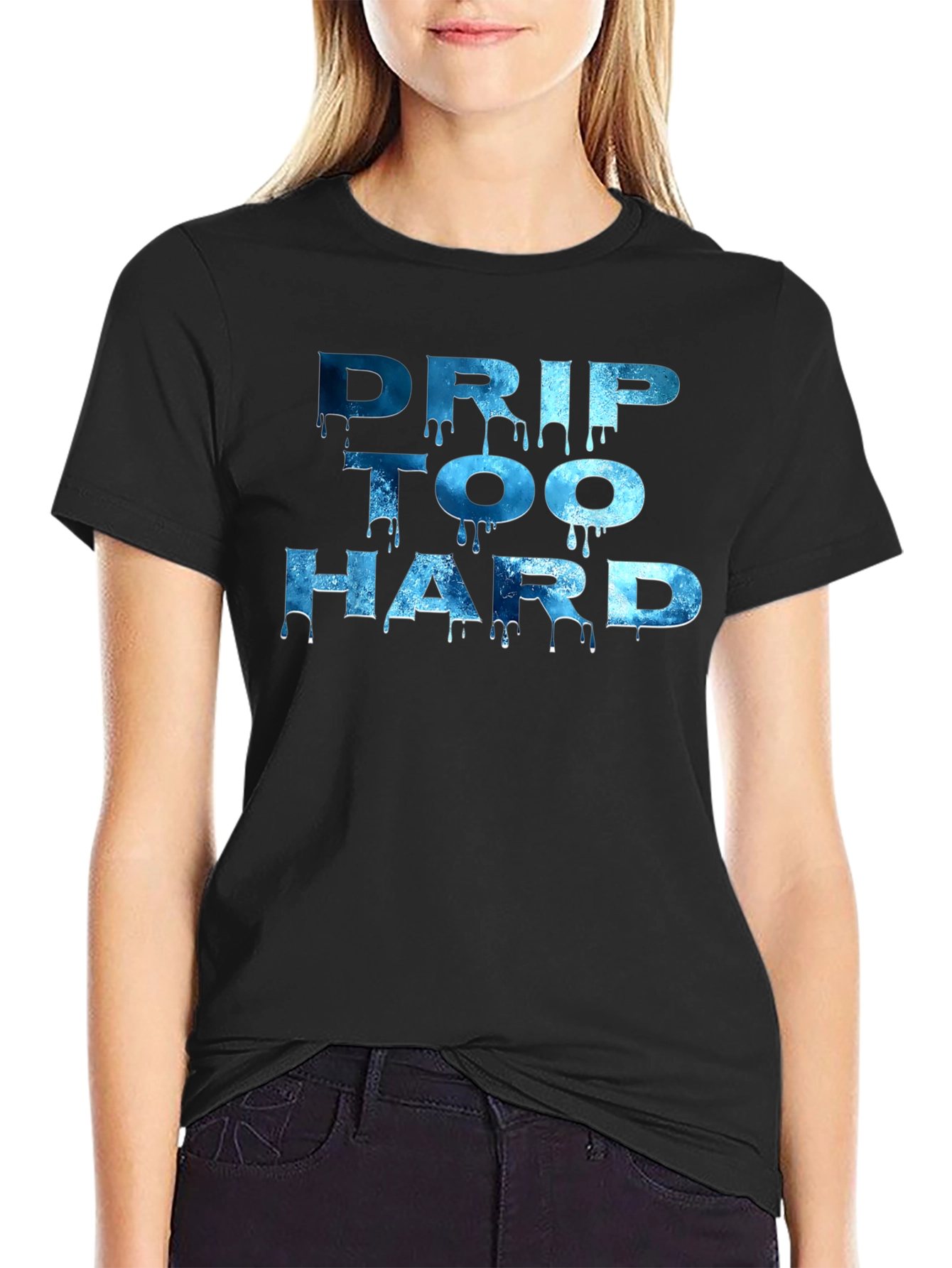 Black Drip Too Hard Graphic T-Shirt - Black view 2