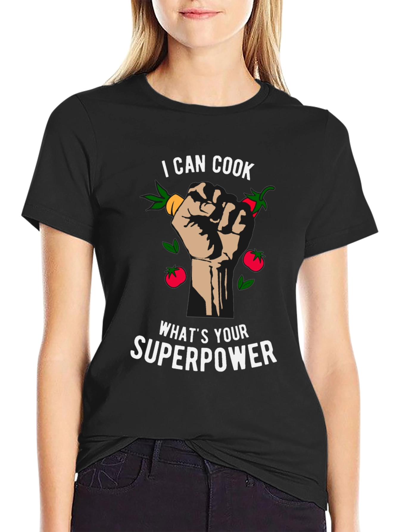 Black I Can Cook, What's Your Superpower Black T-Shirt view 2