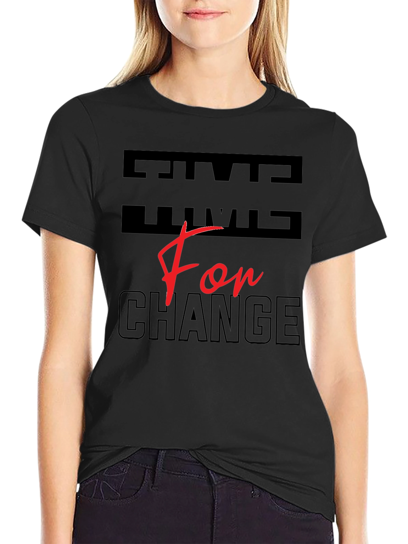 Black Time For Change Graphic T-Shirt view 2
