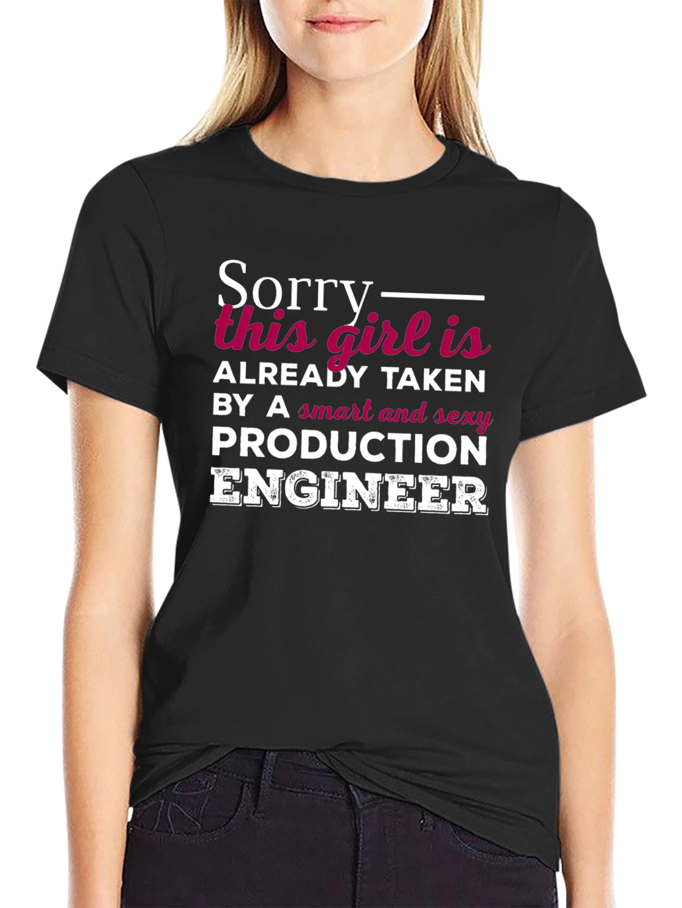 Black Production Engineer Girlfriend Tee view 2