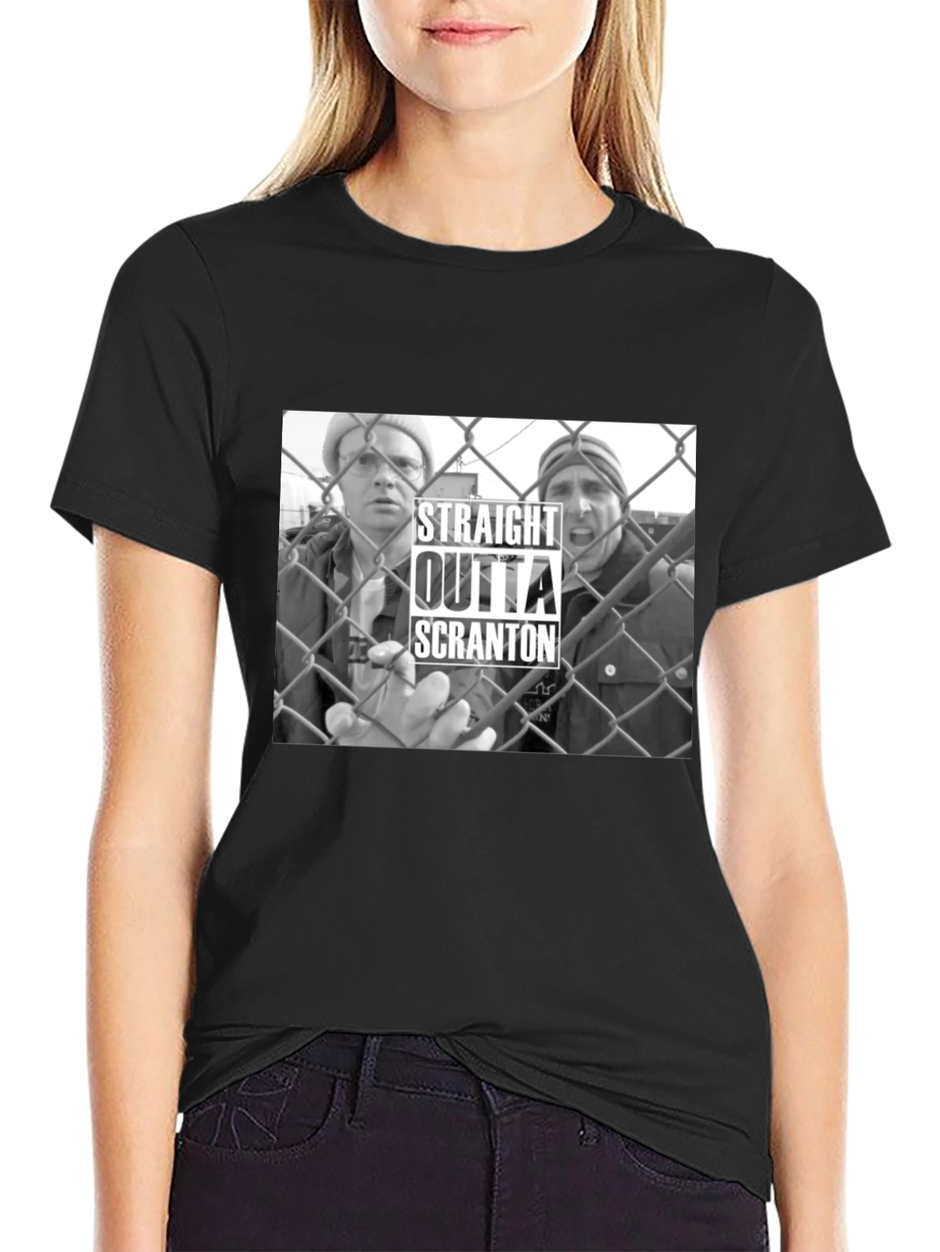 Black Straight Outta Scranton T-Shirt view 2