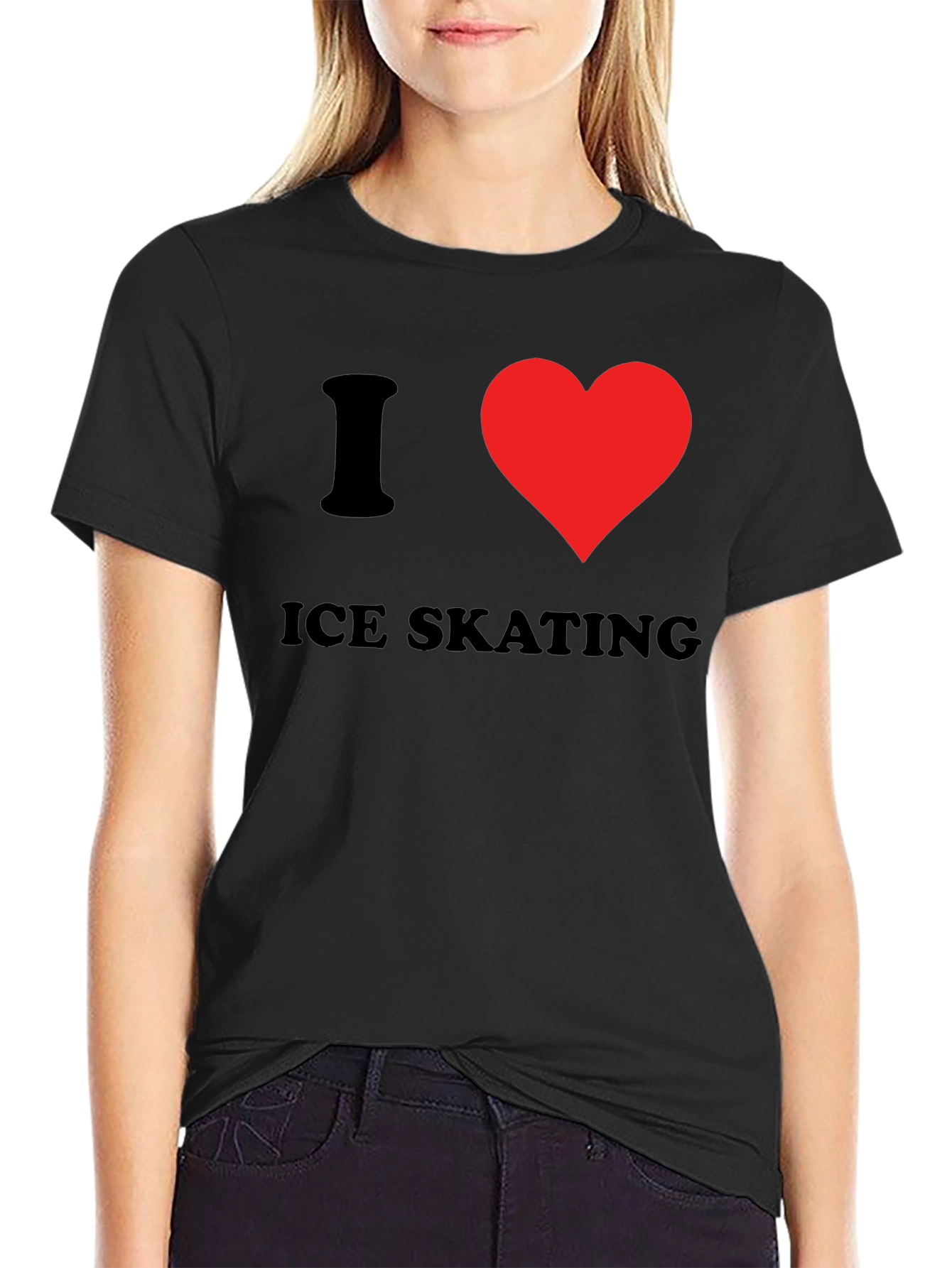 Black I Heart Ice Skating Graphic Tee view 2