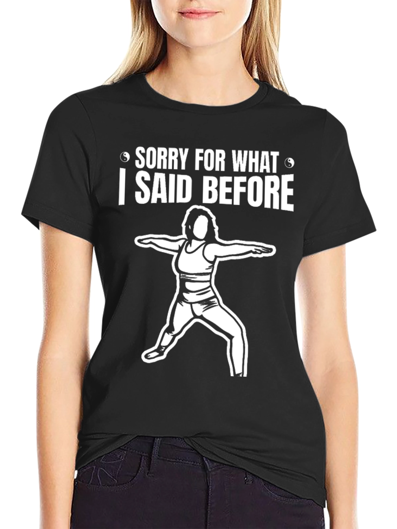 Black Yoga Lover's Funny Graphic T-Shirt view 2