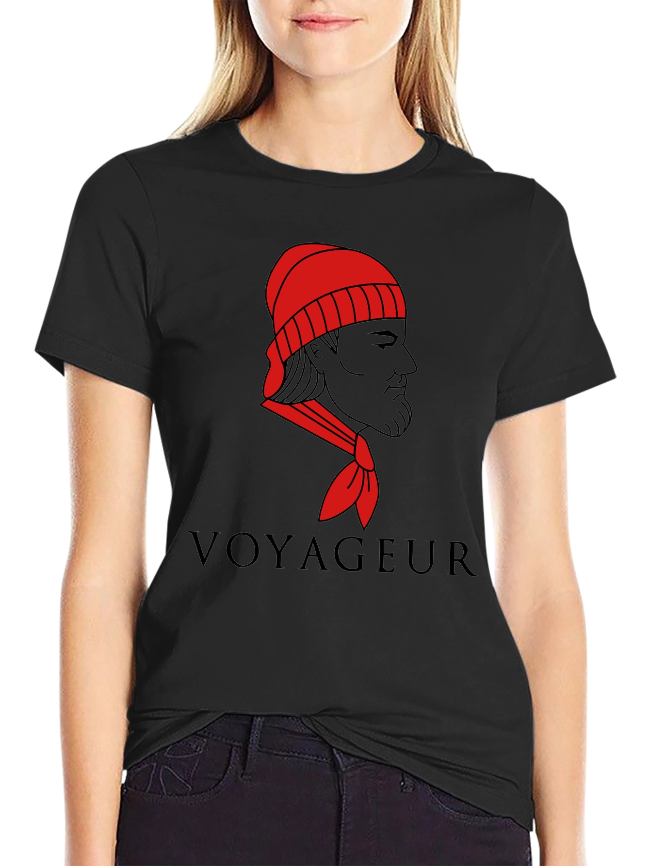 Black Voyageur Graphic T-Shirt - Black Crew Neck Tee view 2