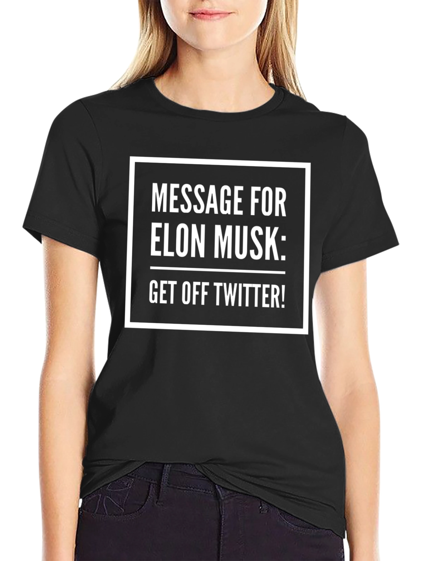 Black Message for Elon Musk Tee - Get Off Twitter! view 2