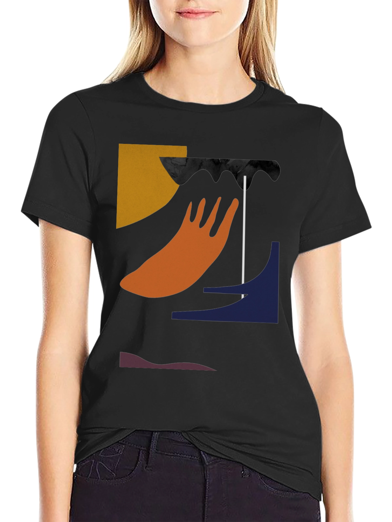 Black Abstract Graphic Black T-Shirt view 2