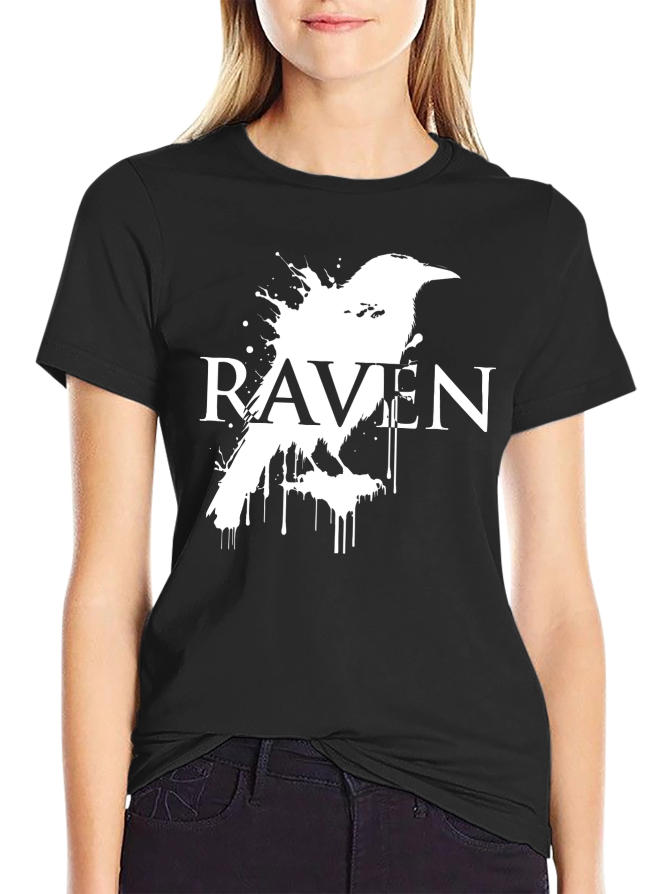 Black Raven Graphic Tee - Dark Bird Design view 2