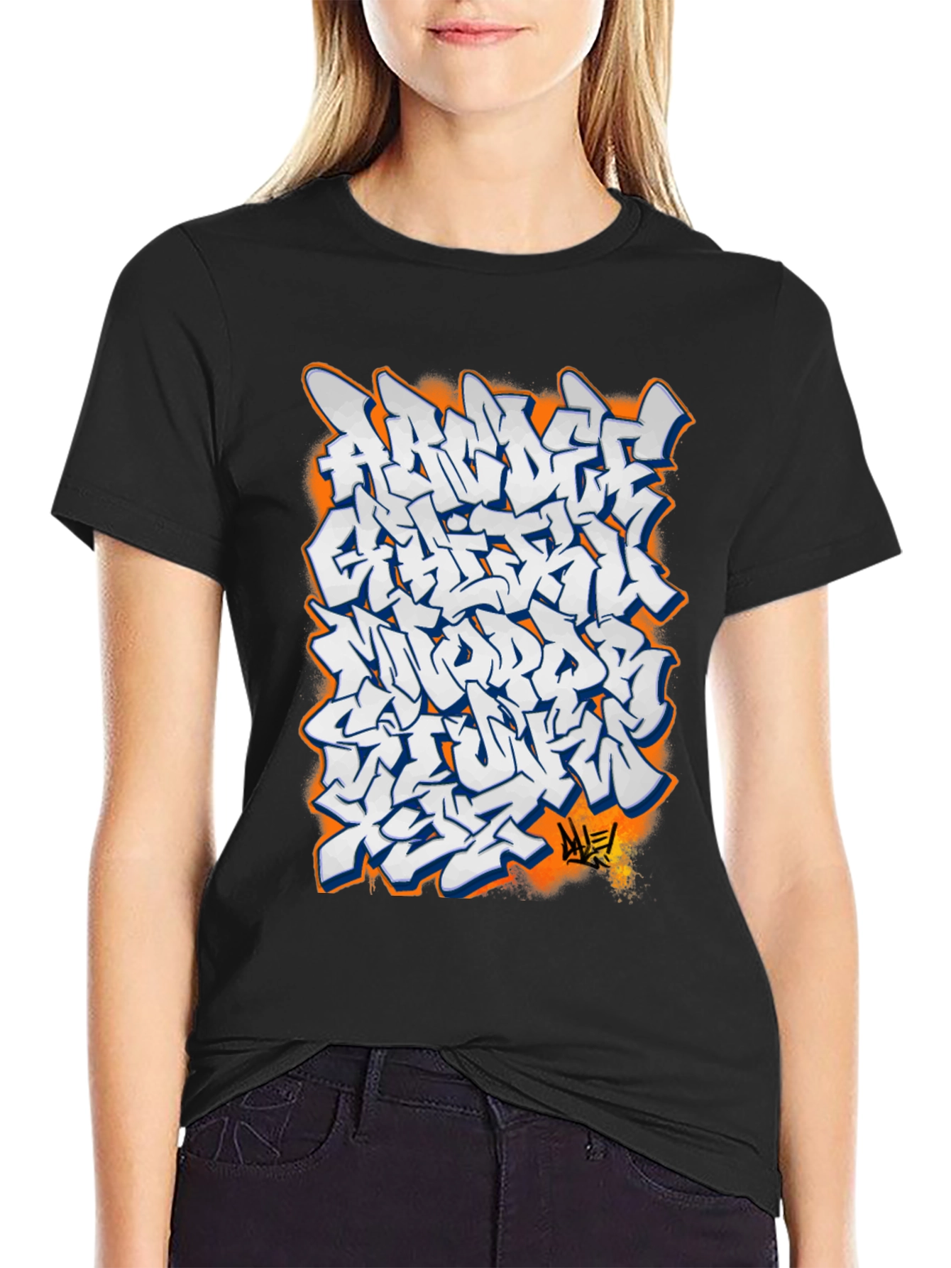 Black Urban Graffiti Graphic Tee - Cool Streetwear T-Shirt view 2