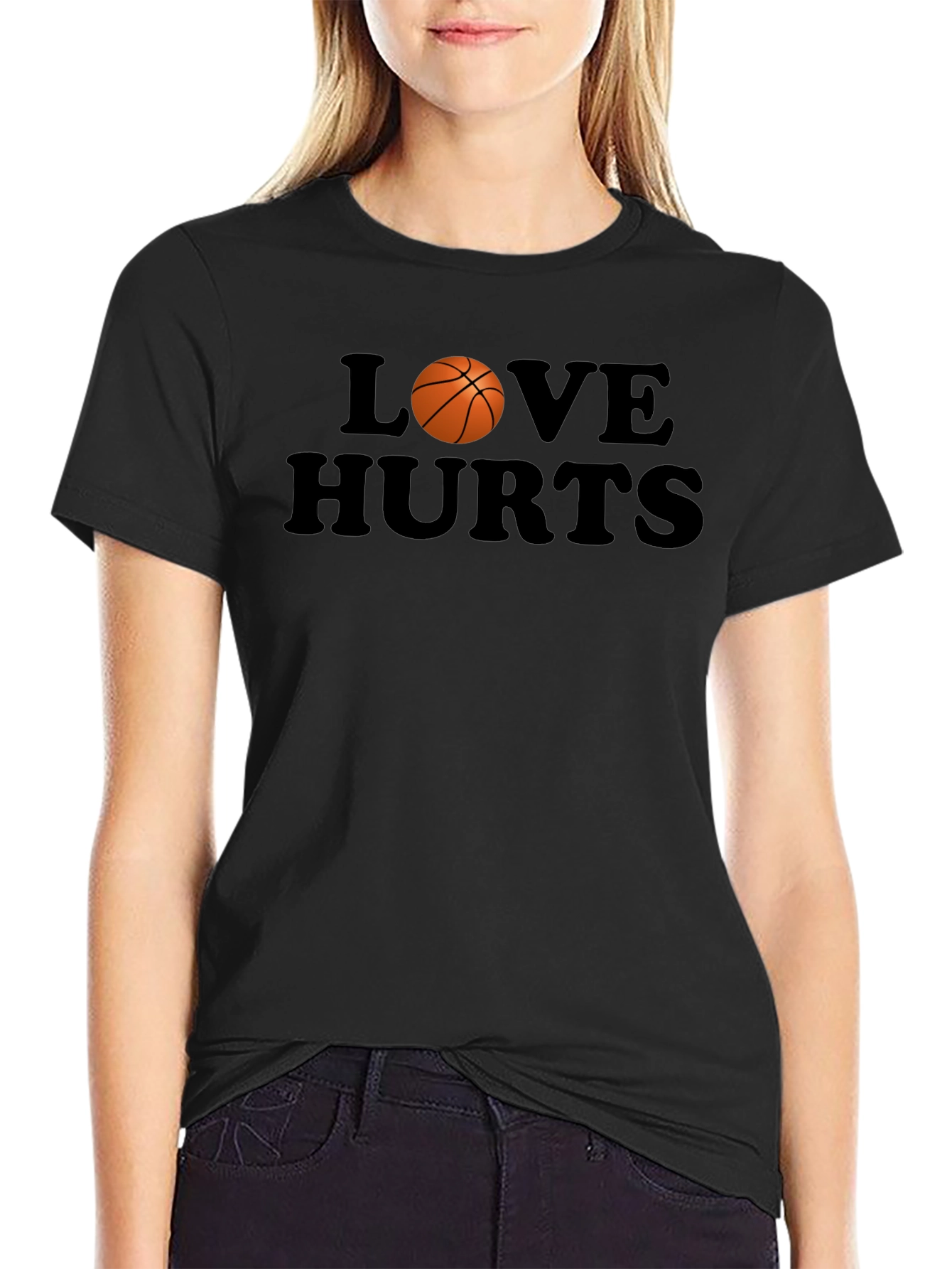 Black Love Hurts Basketball Graphic T-Shirt view 2