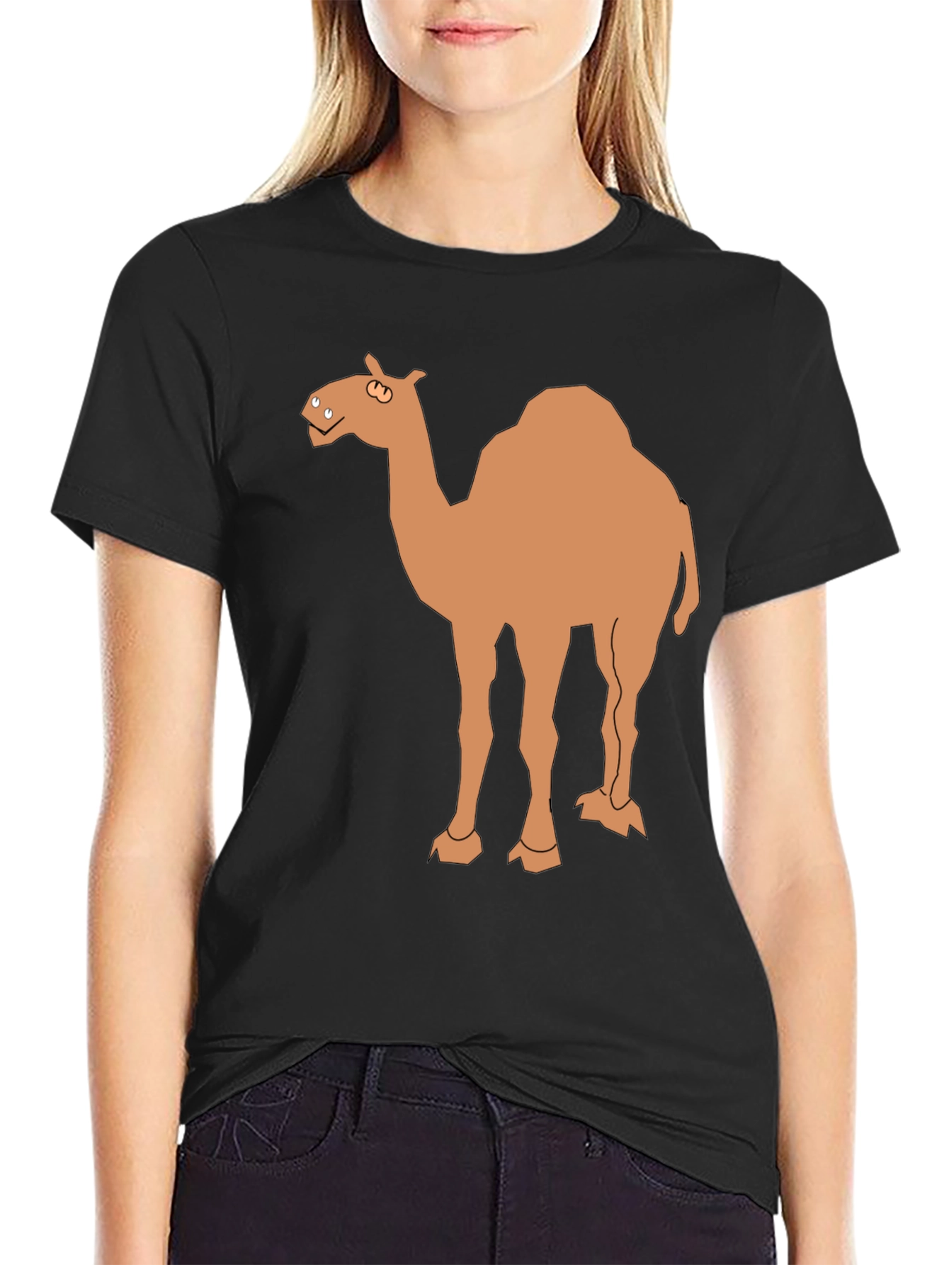 Black Camel Graphic Tee - Black Cotton T-Shirt view 2