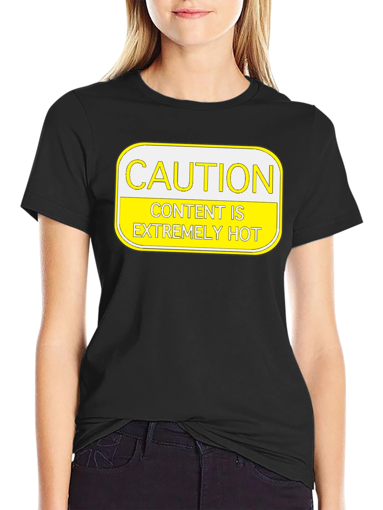Black Caution: Content Is Extremely Hot T-Shirt view 2