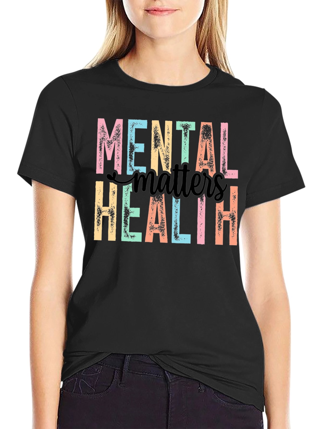 Black Mental Health Matters Graphic Tee - Black view 2