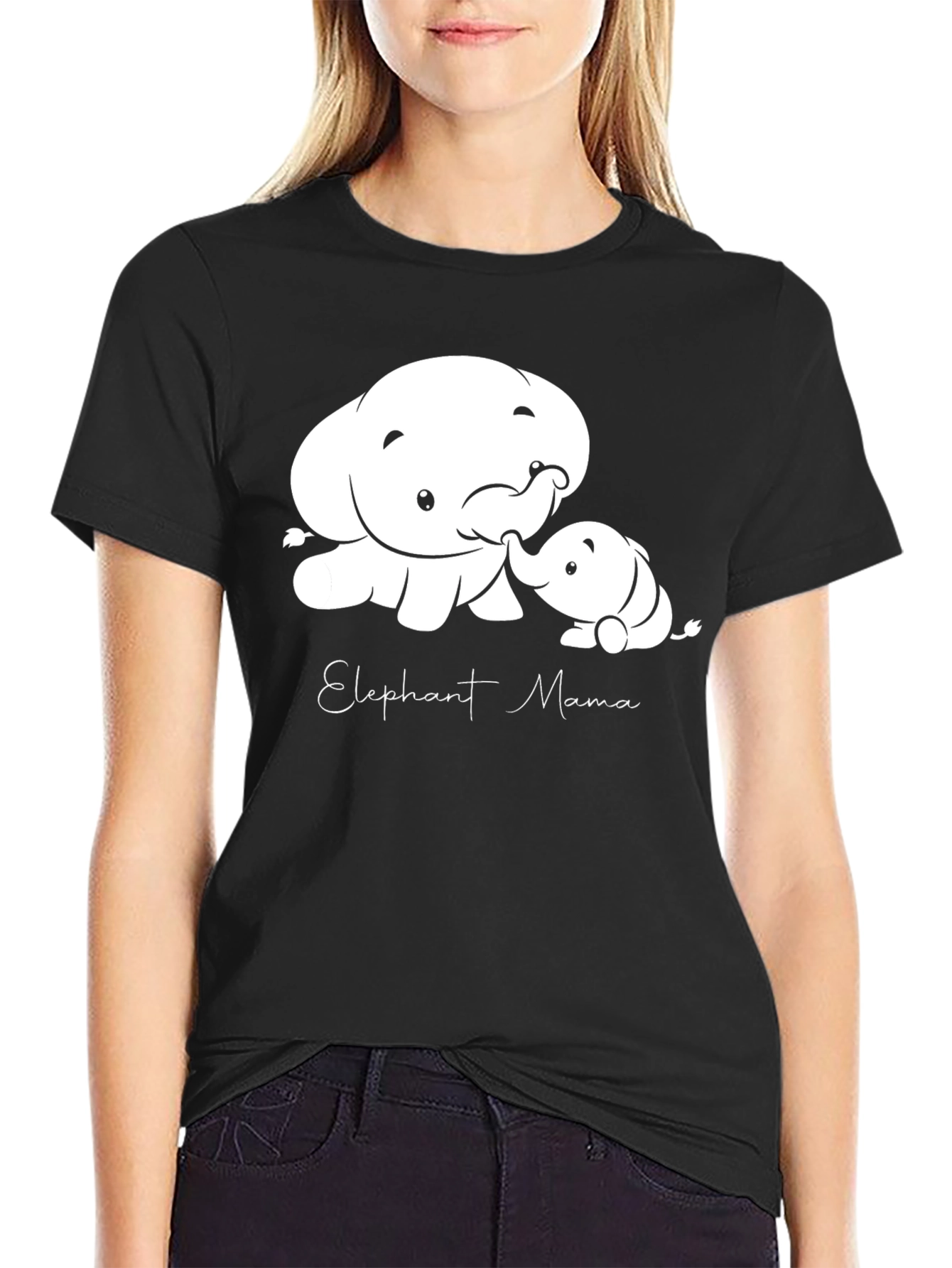 Black Elephant Mama Graphic T-Shirt view 2