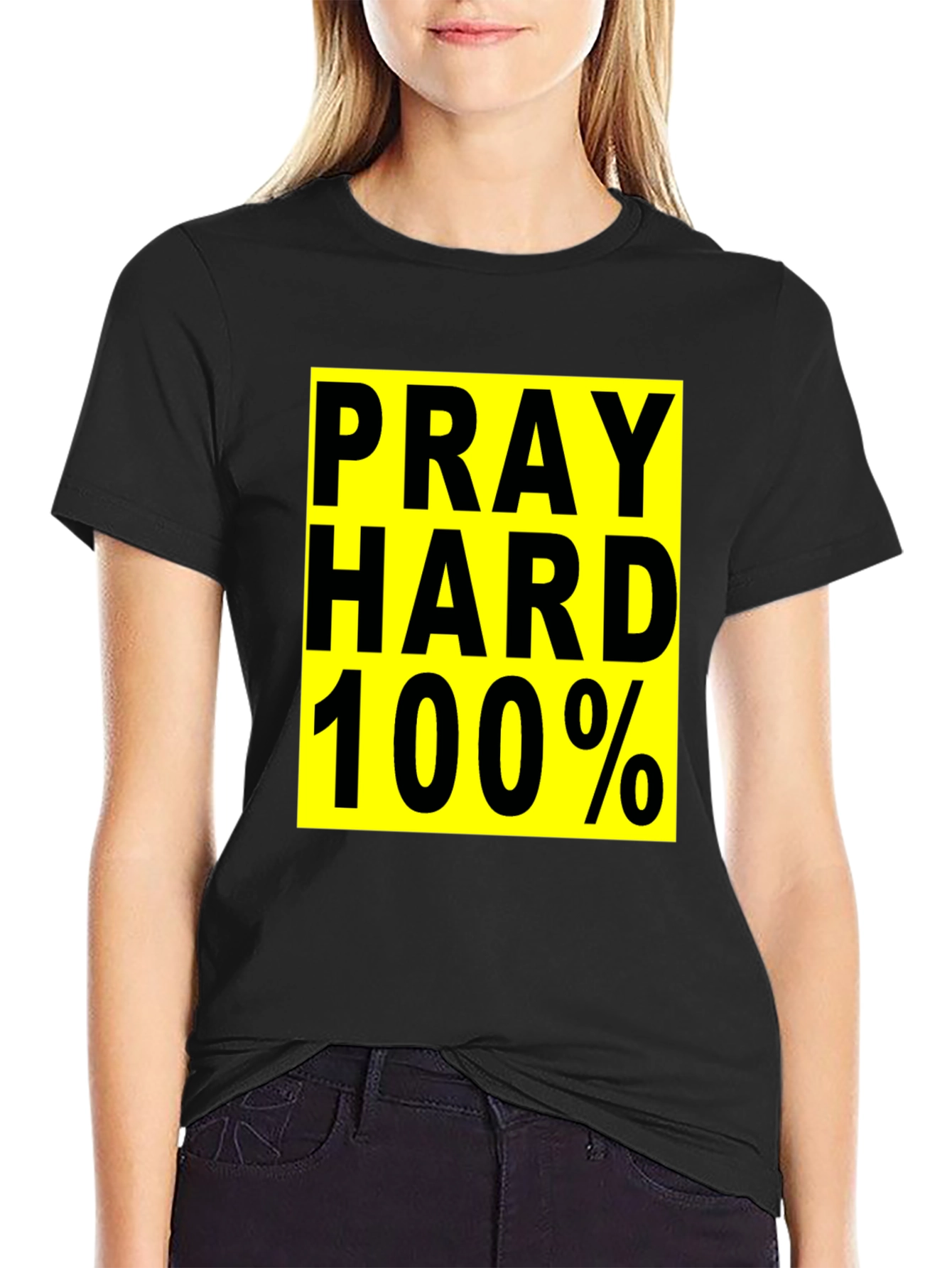 Pray Hard 100% Graphic T-Shirt - Black - 2