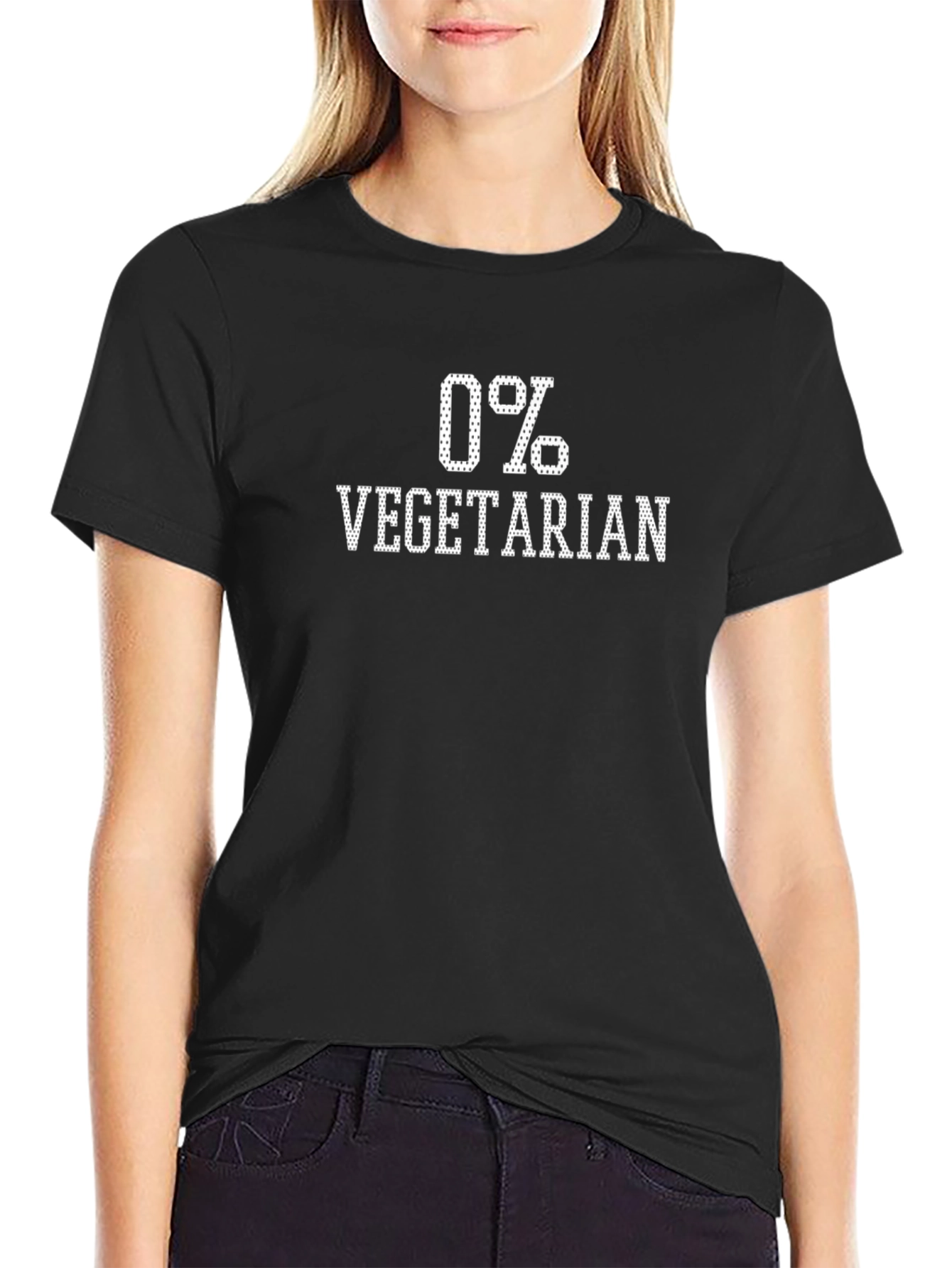 Black 0% Vegetarian Novelty Graphic Tee view 2