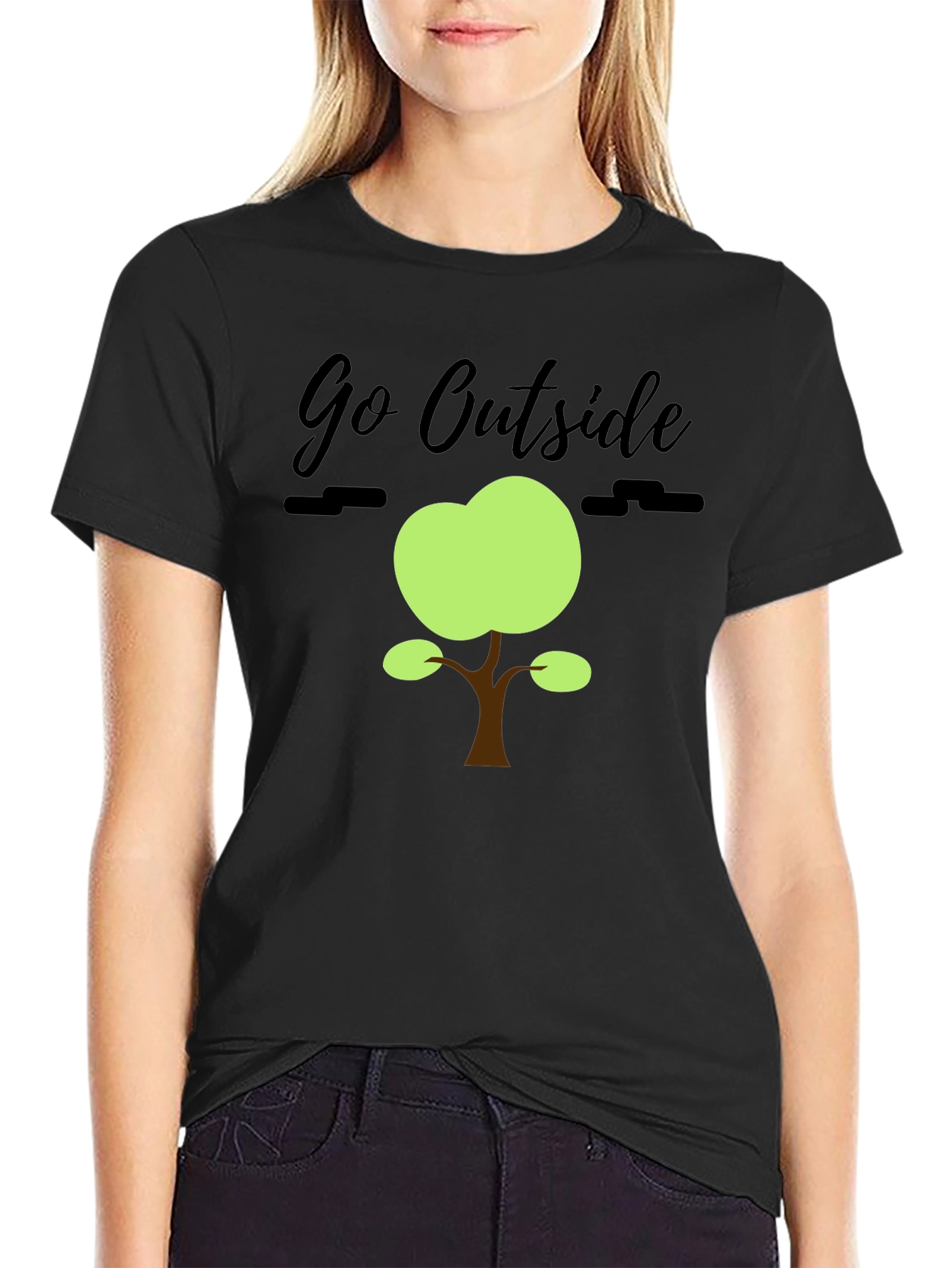 Black Go Outside Graphic Tee - Nature Inspired T-Shirt view 2