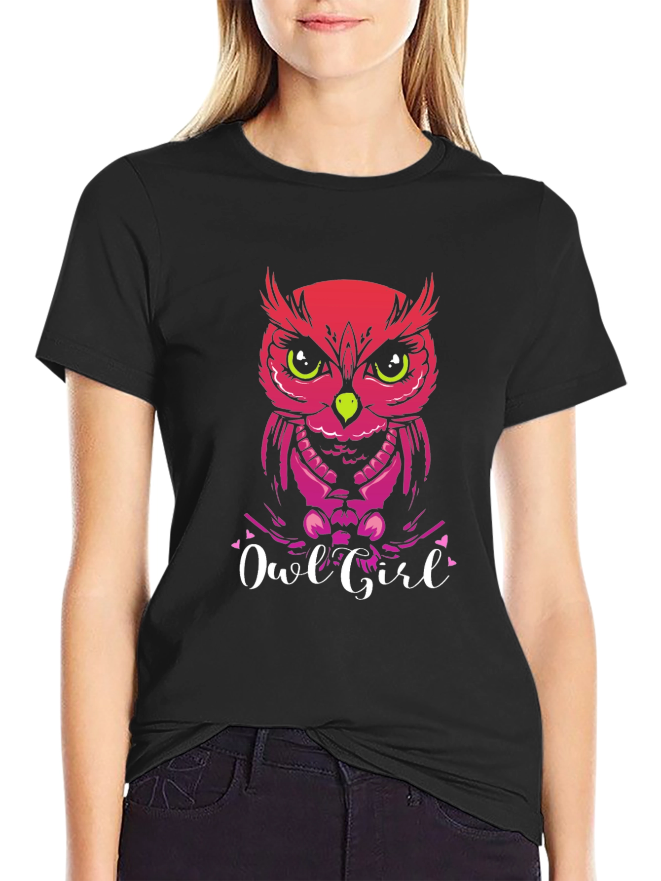 Black Owl Girl Graphic Tee - Unique Fashion Statement view 2