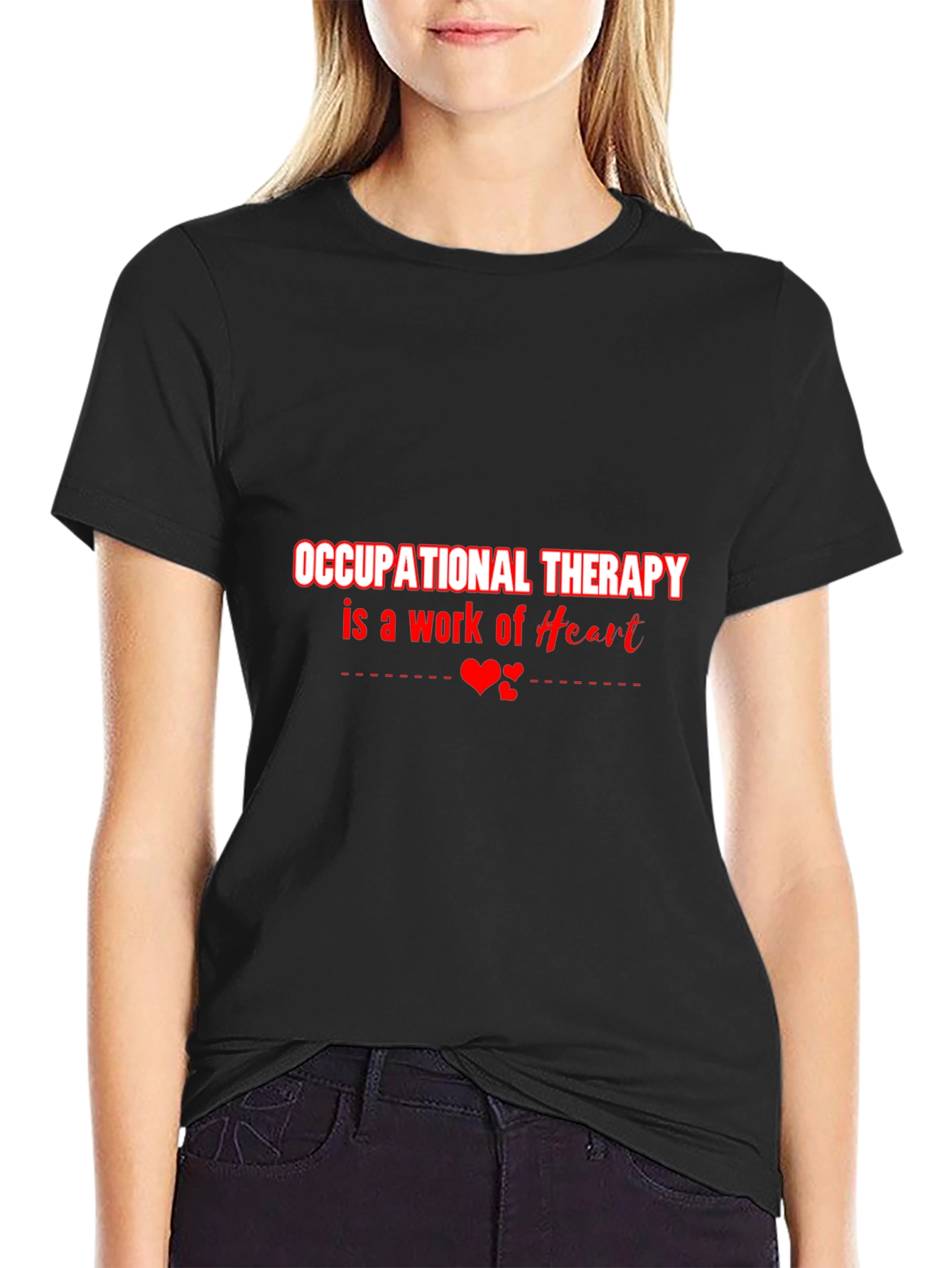 Black Occupational Therapy Heart T-Shirt view 2