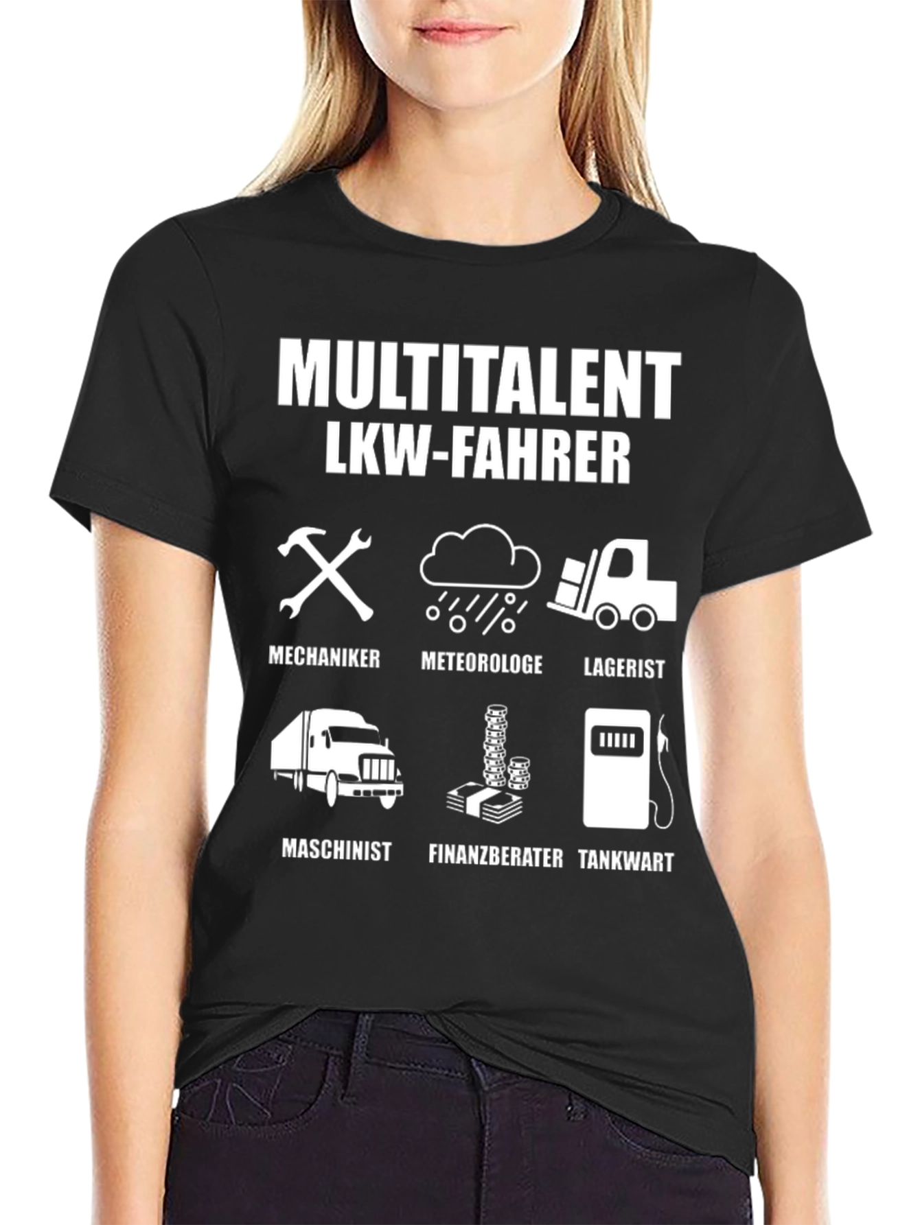 Black Multitalent LKW-Fahrer Black Graphic T-Shirt view 2