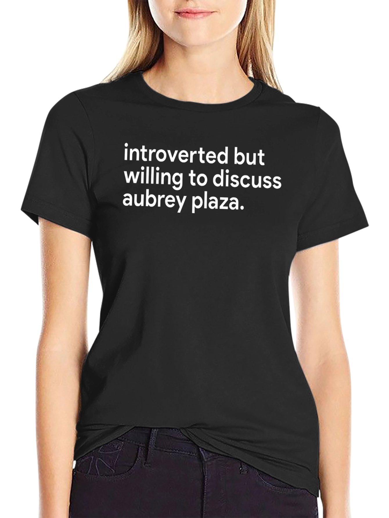 Black Aubrey Plaza Fan T-Shirt - Introverted Humor Tee view 2