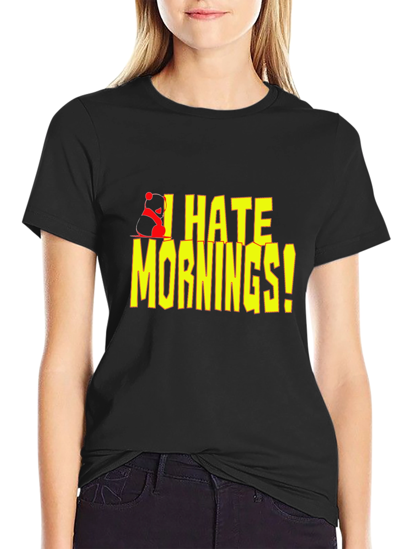 Black I Hate Mornings! Graphic T-Shirt view 2