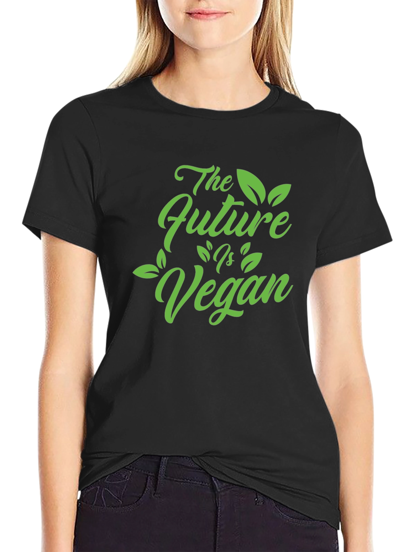Black The Future Is Vegan Black T-Shirt view 2