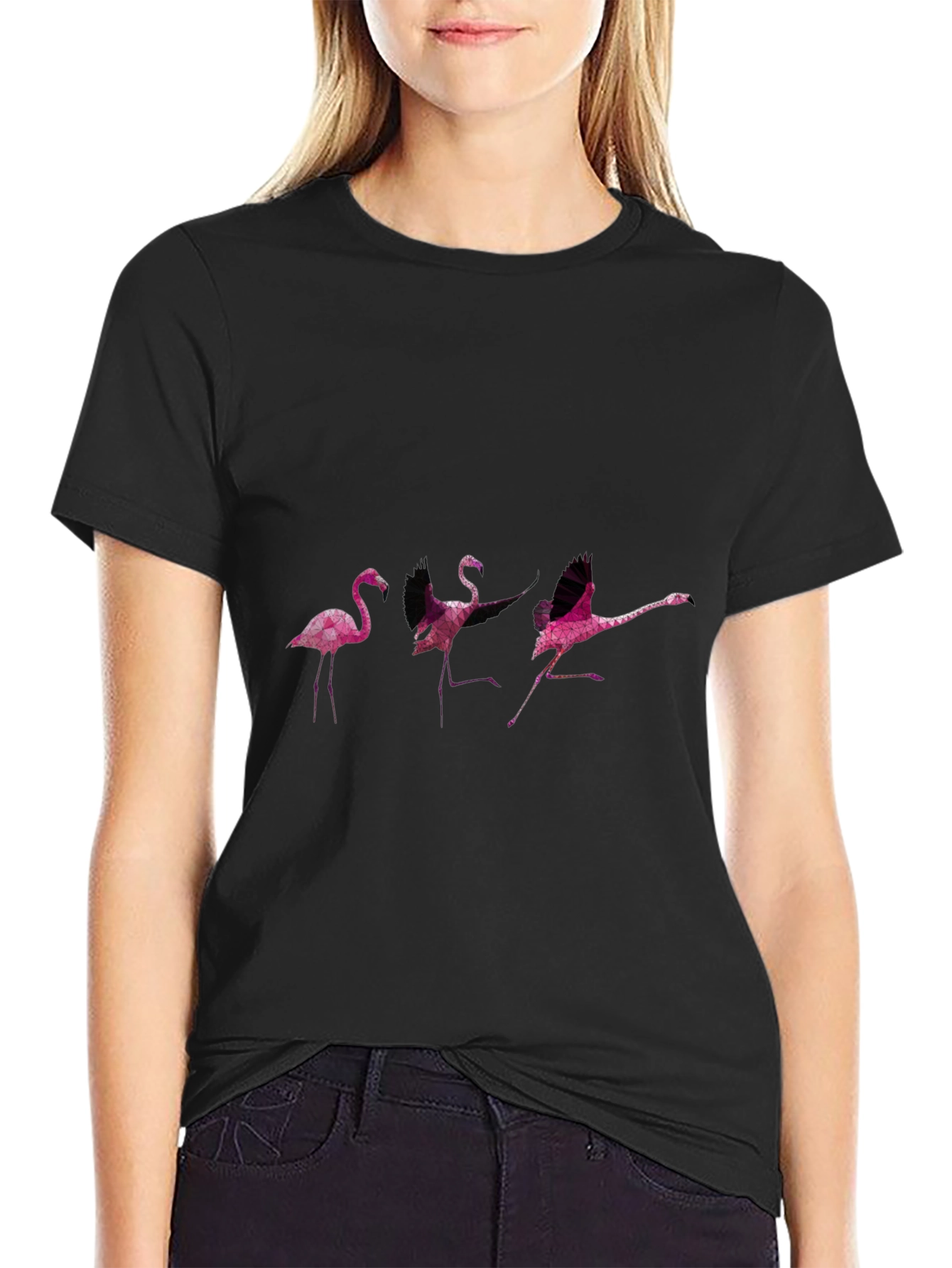 Black Flamingo Dance Black T-Shirt view 2