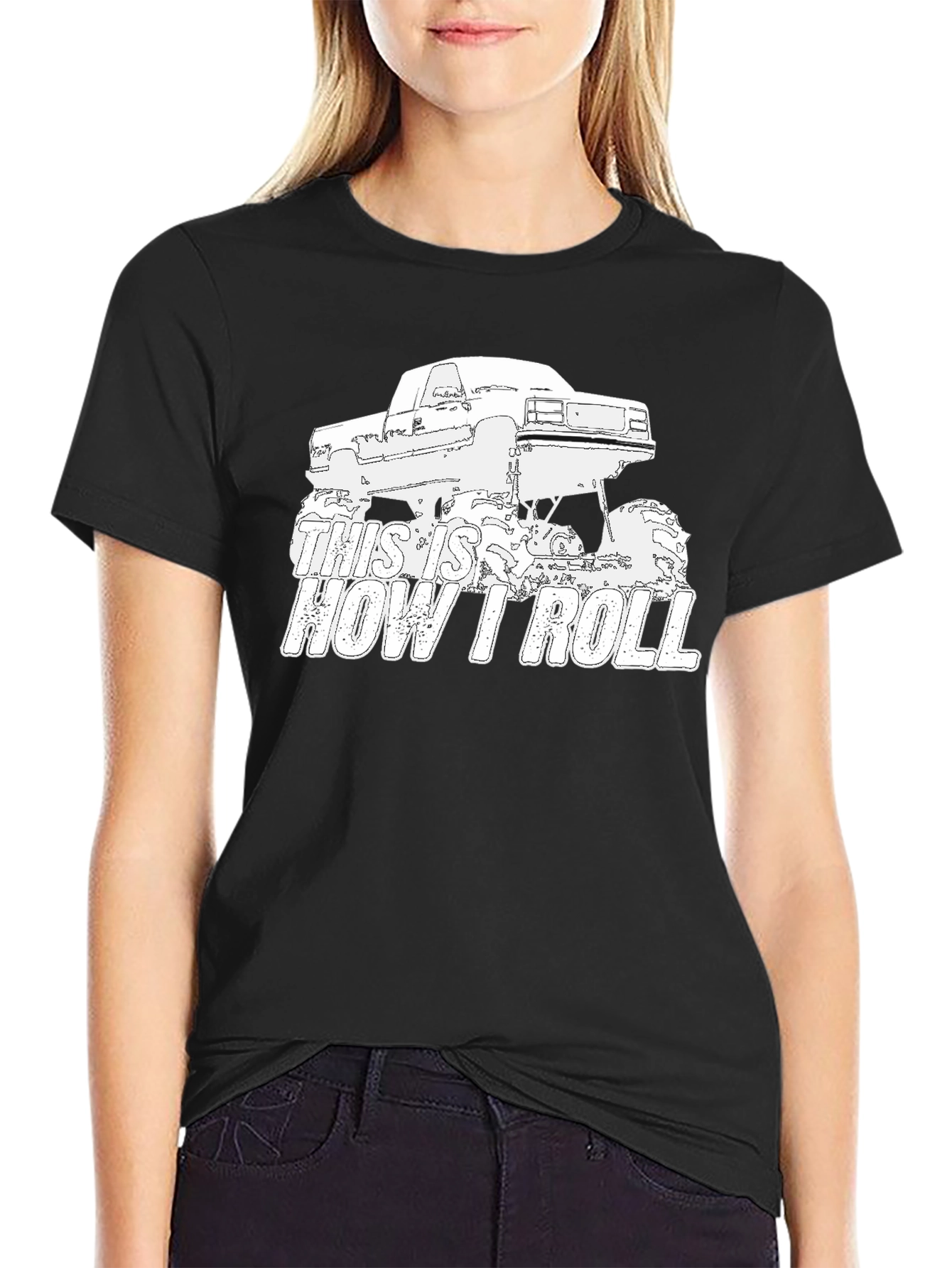 Black This Is How I Roll Monster Truck Graphic Tee view 2