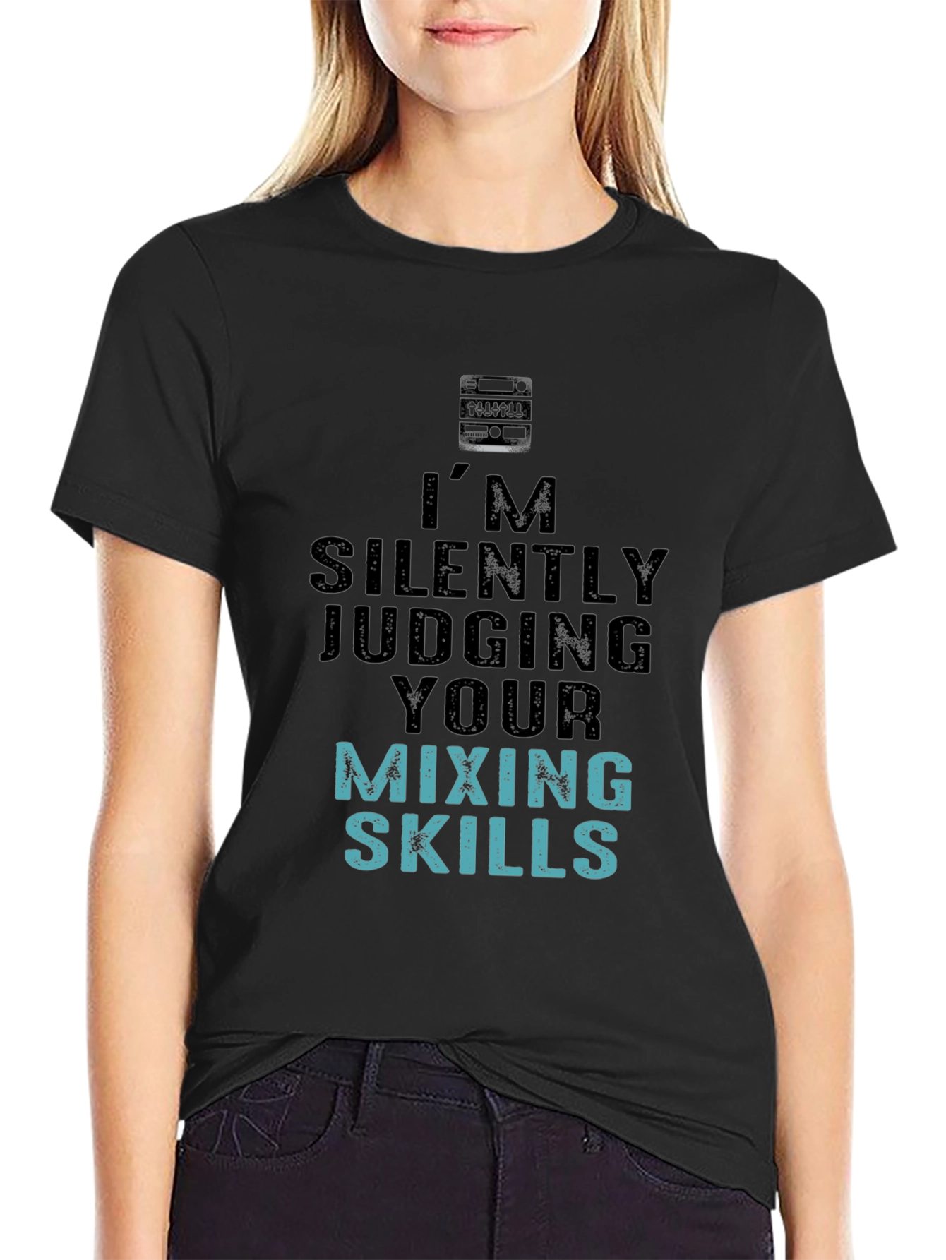 Black Silently Judging Mixing Skills Graphic Tee view 2