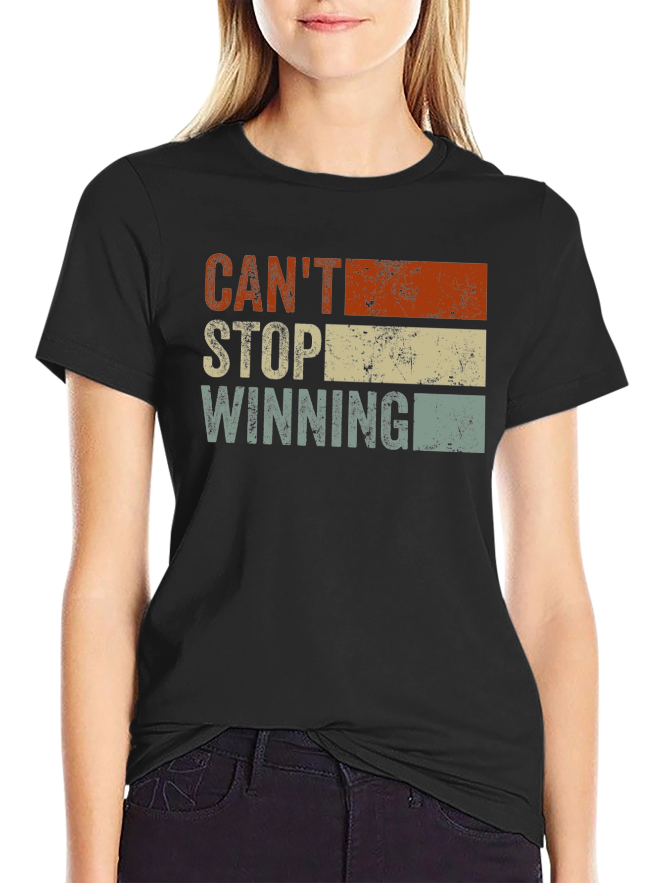 Black Can't Stop Winning Vintage Graphic T-Shirt view 2