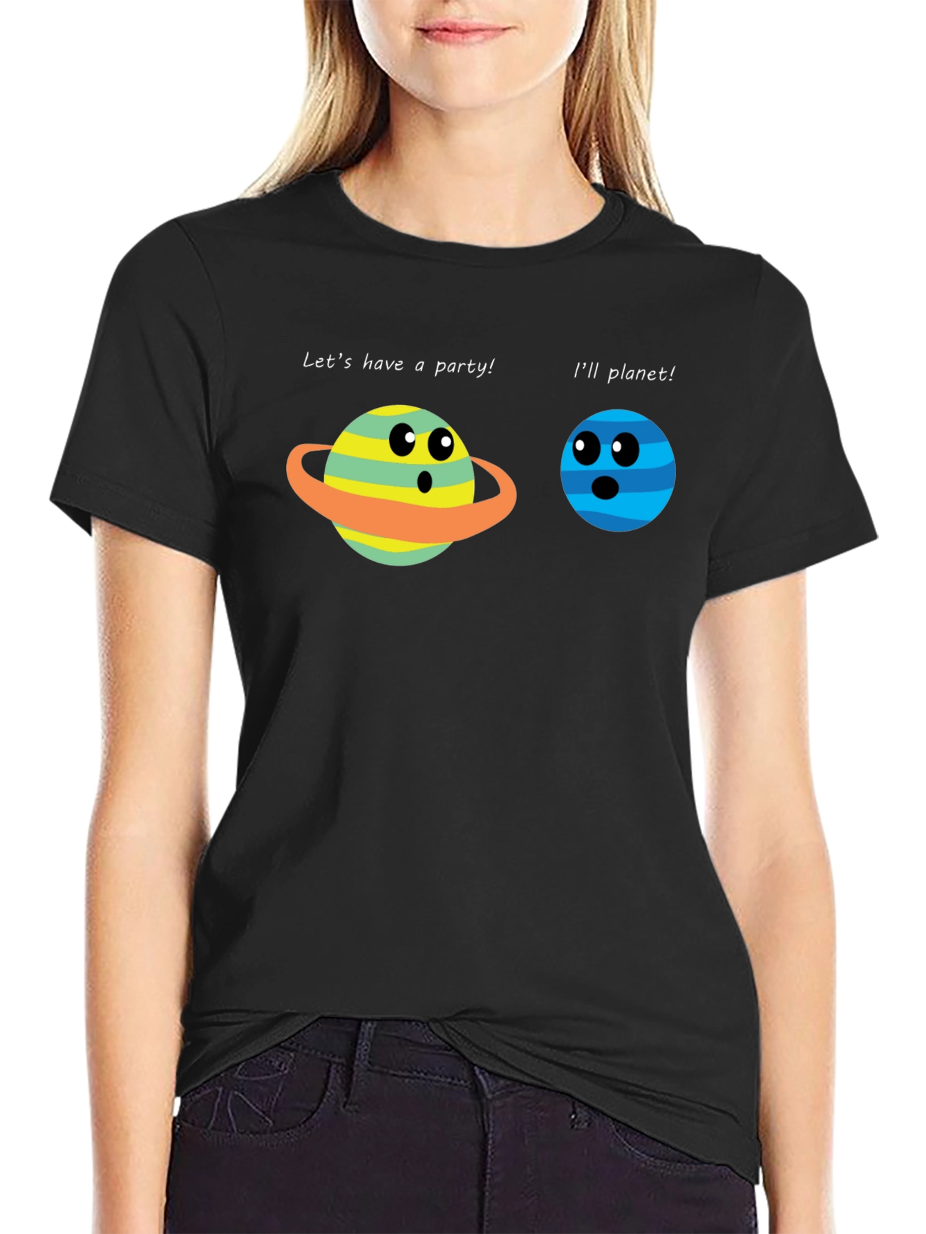 Black Funny Planet Party T-Shirt view 2