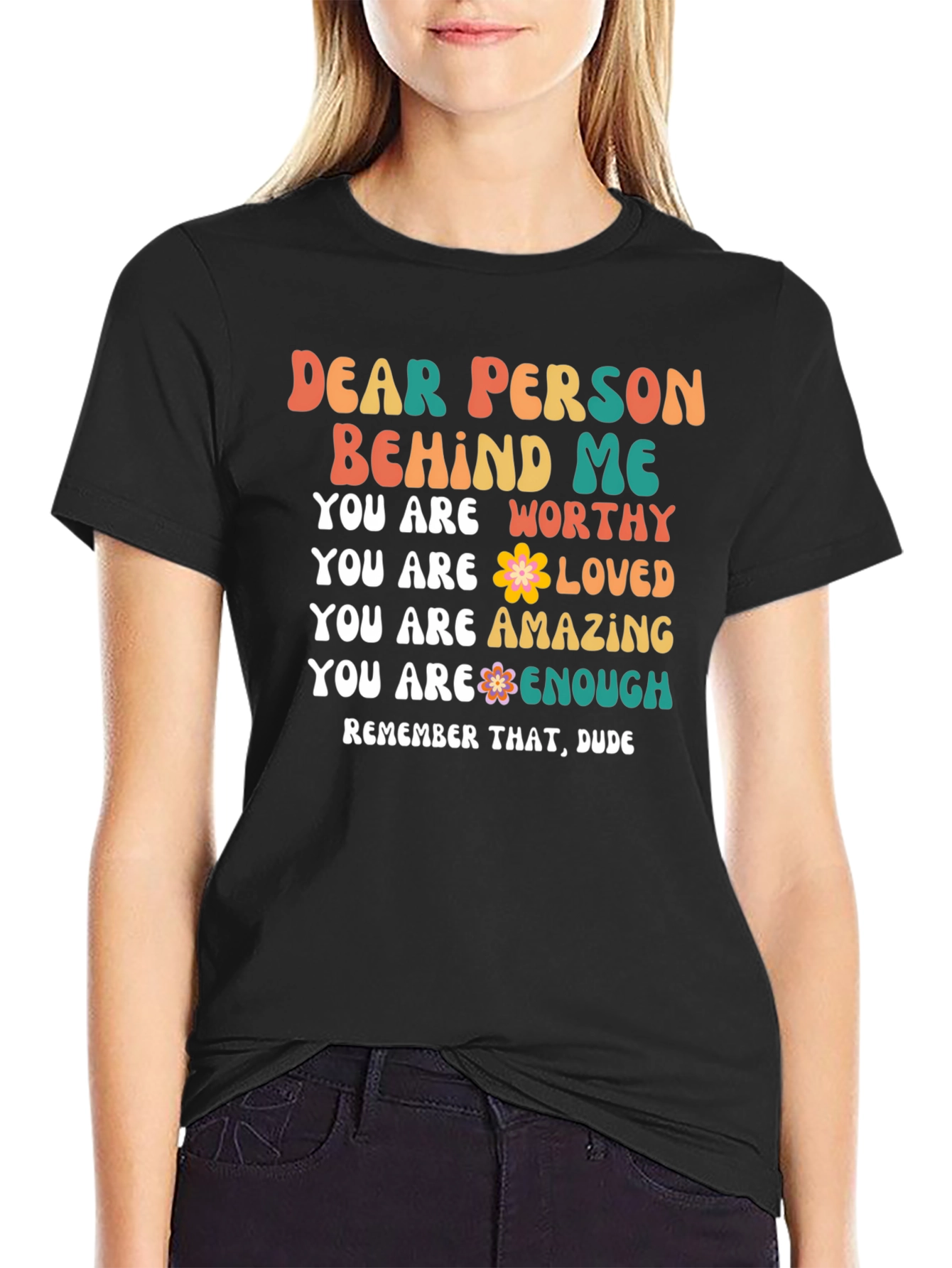 Black Dear Person Behind Me Graphic T-Shirt view 2
