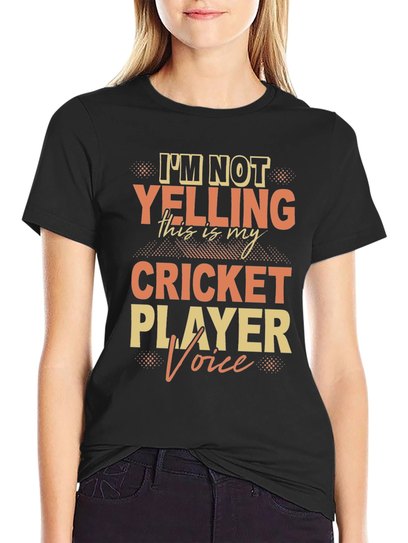 Black Cricket Player Voice T-Shirt view 2