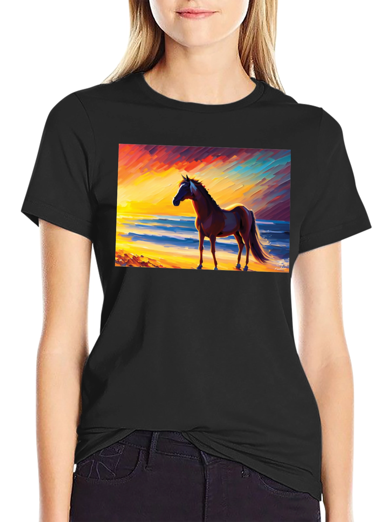 Black Horse Beach Sunset Graphic Tee view 2
