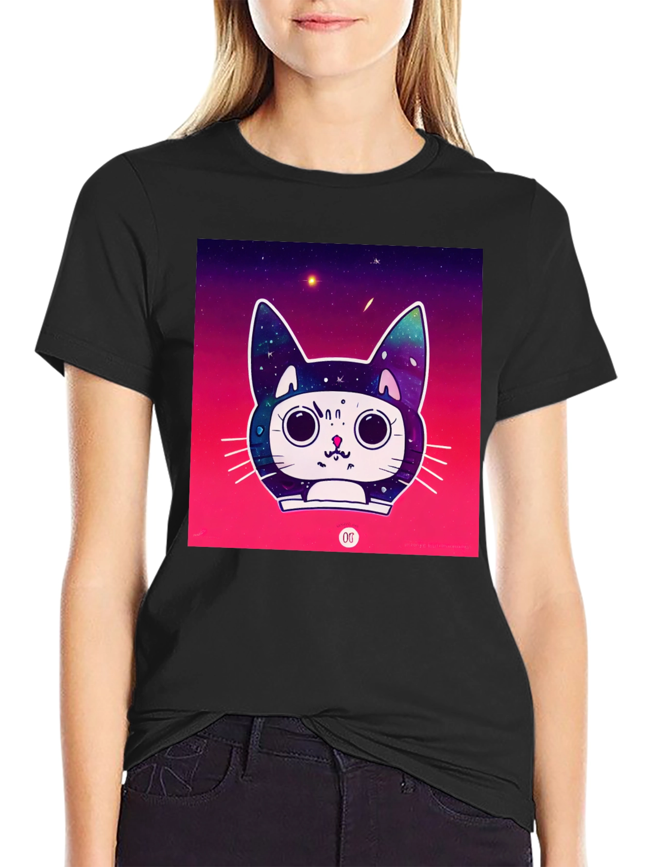 Black Space Cat Tee view 2