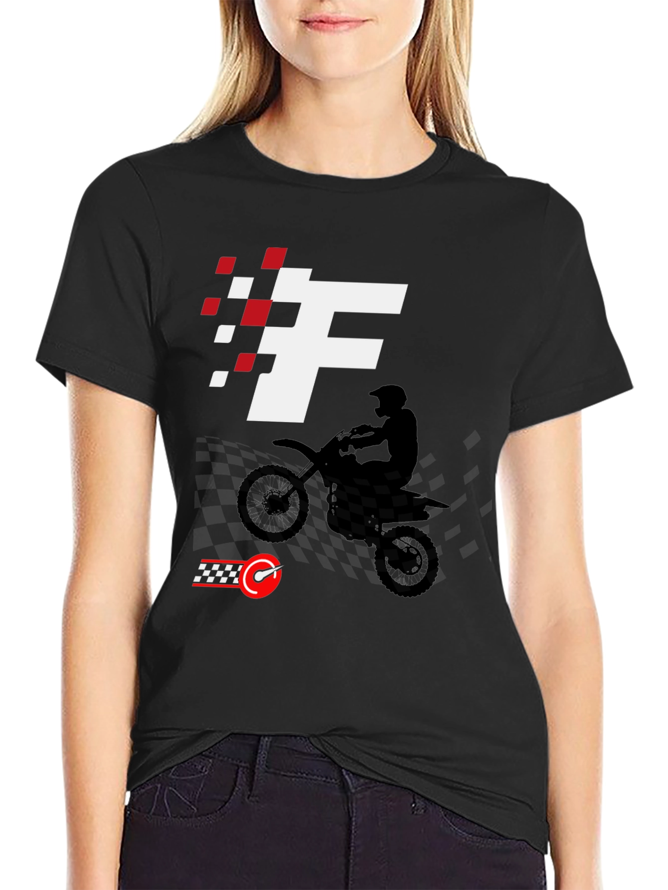 Black Motocross Rider Graphic Tee - Race Ready Style view 2