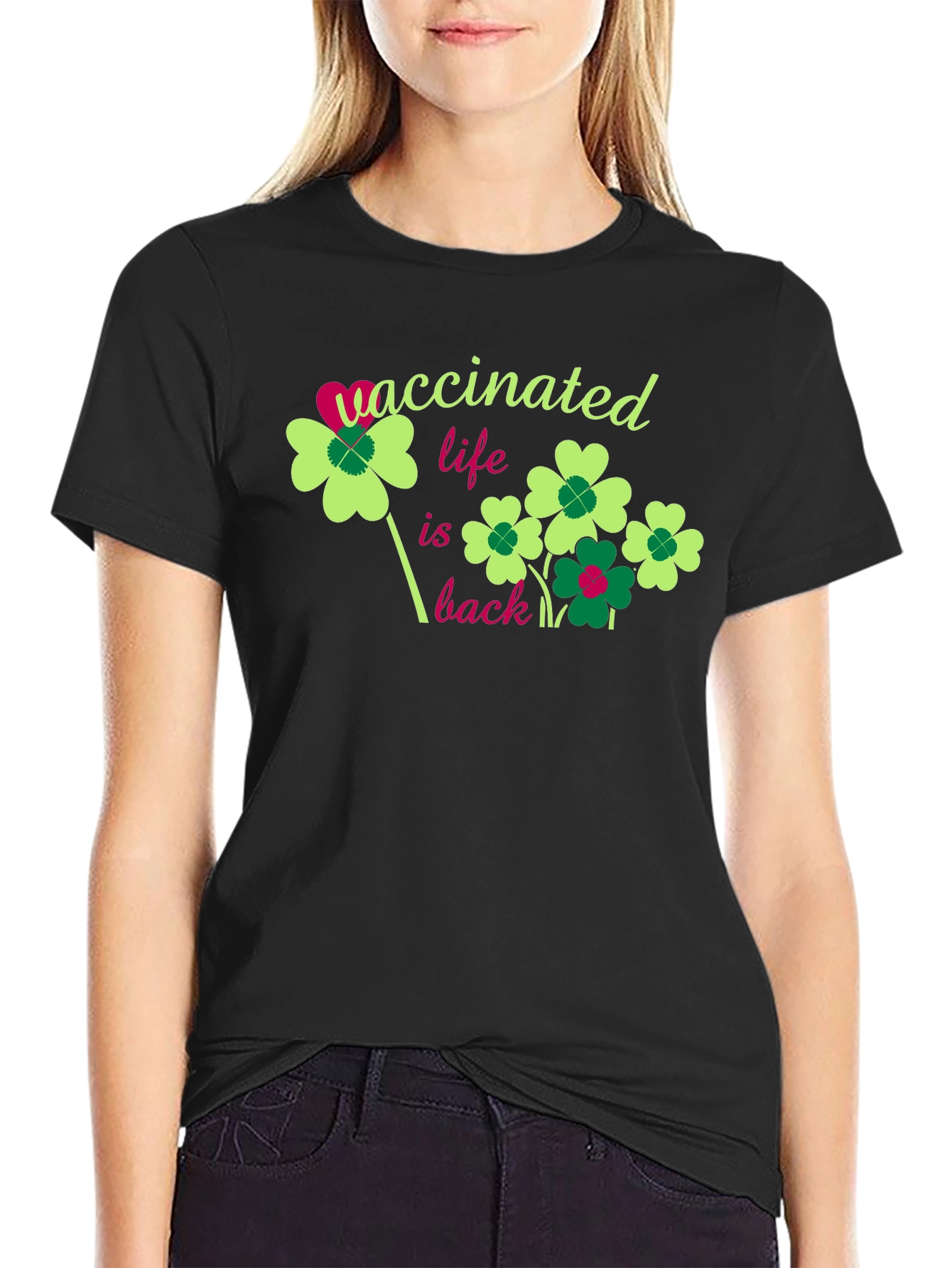 Black Vaccinated Life is Back T-Shirt view 2