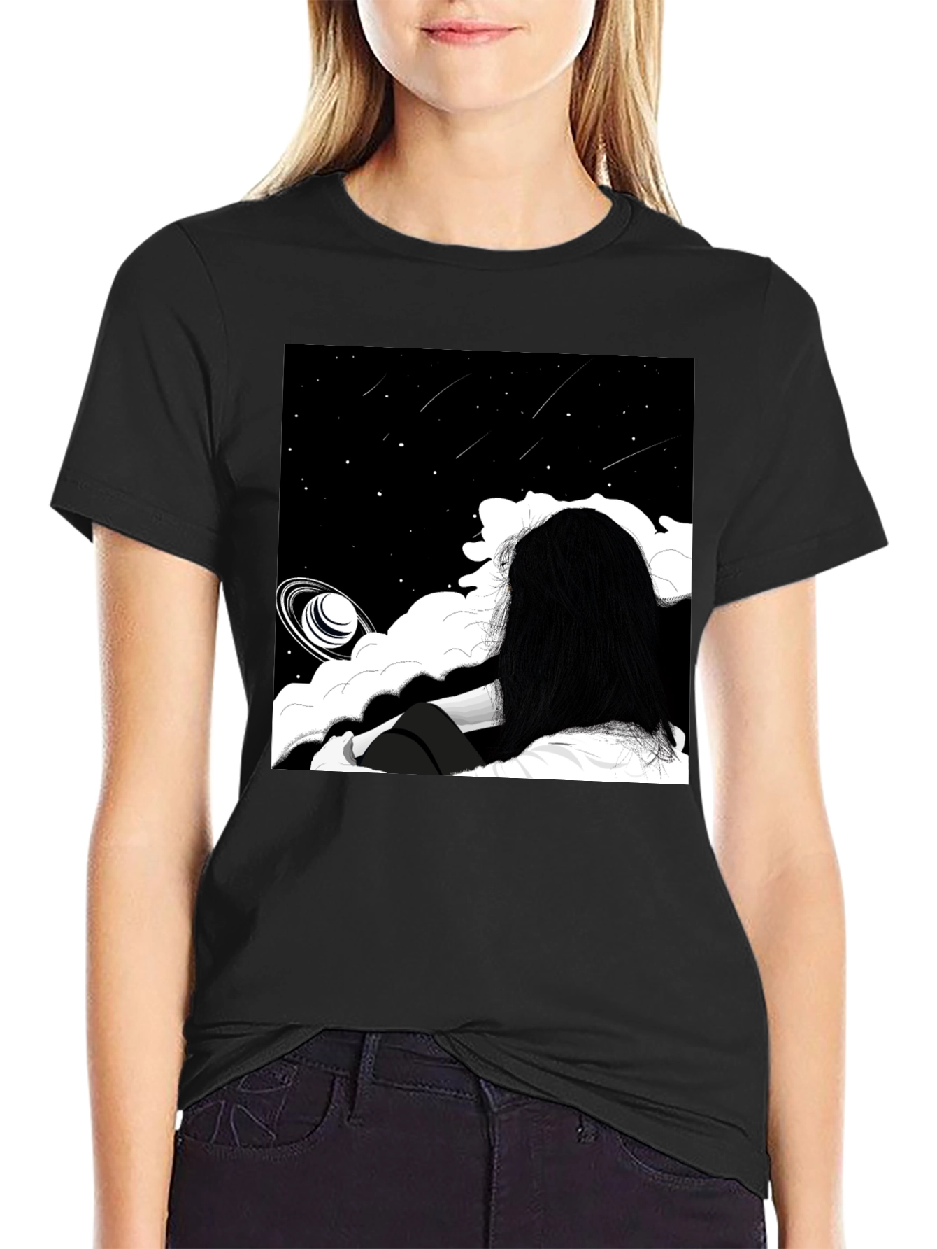 Black Cosmic Dreamscape T-Shirt view 2