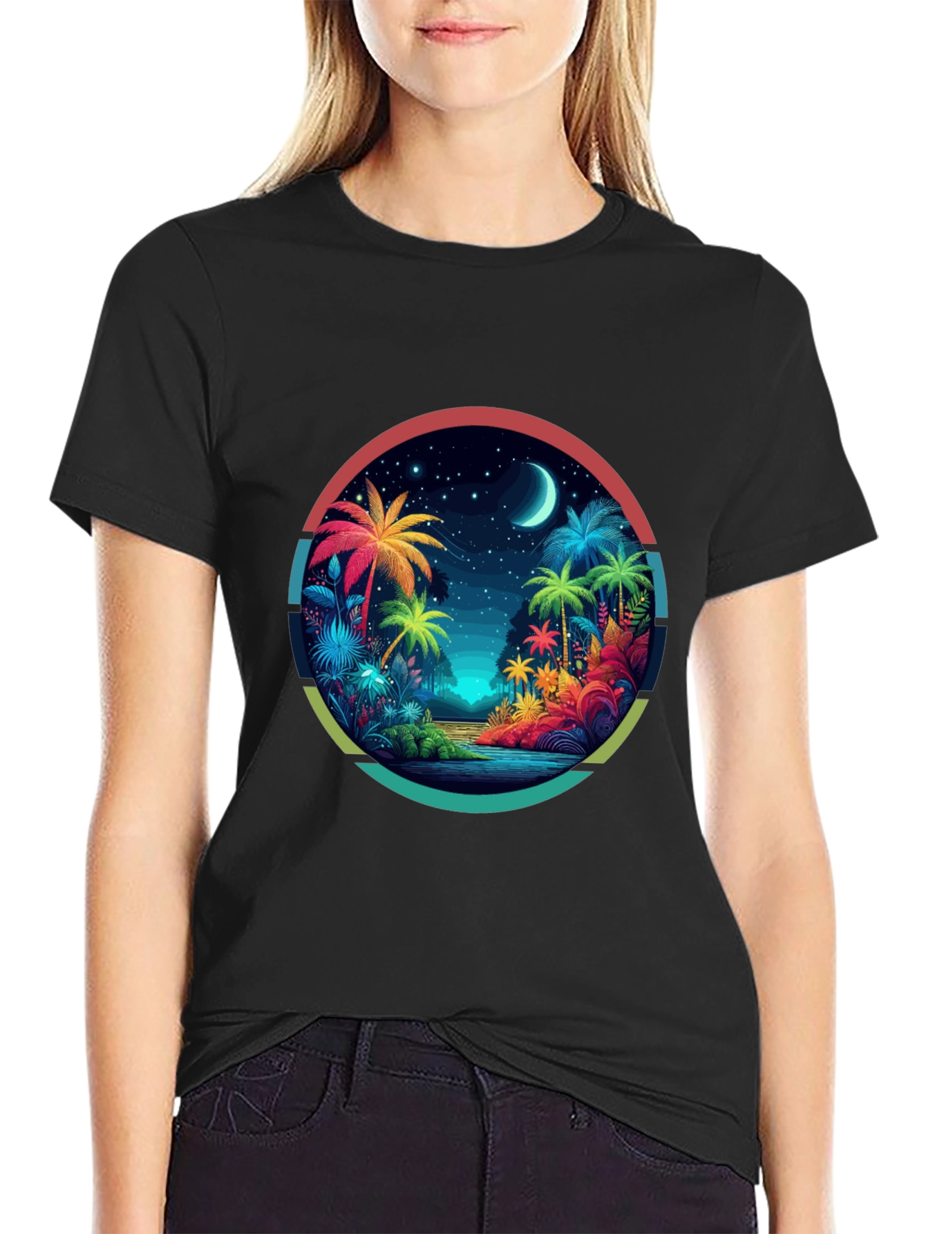 Black Tropical Palms Graphic Tee - Island Vibes view 2