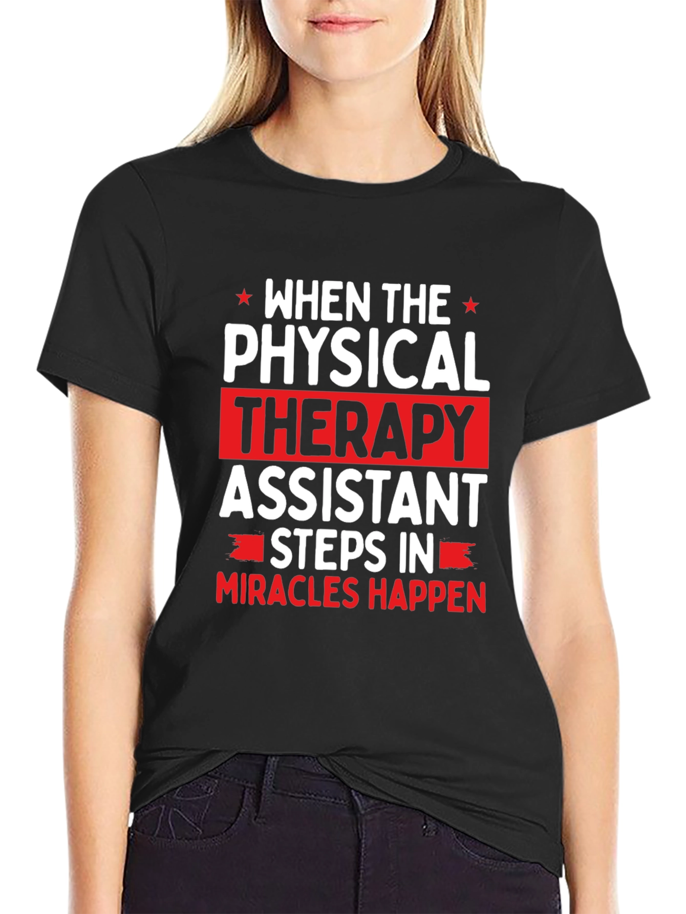 Black Physical Therapy Assistant Graphic T-Shirt view 2