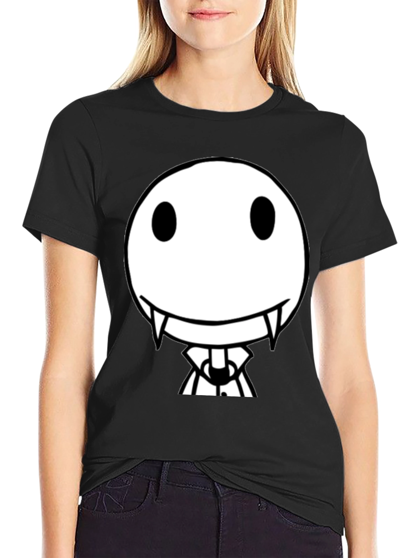 Black Spooky Smile Black T-Shirt view 2