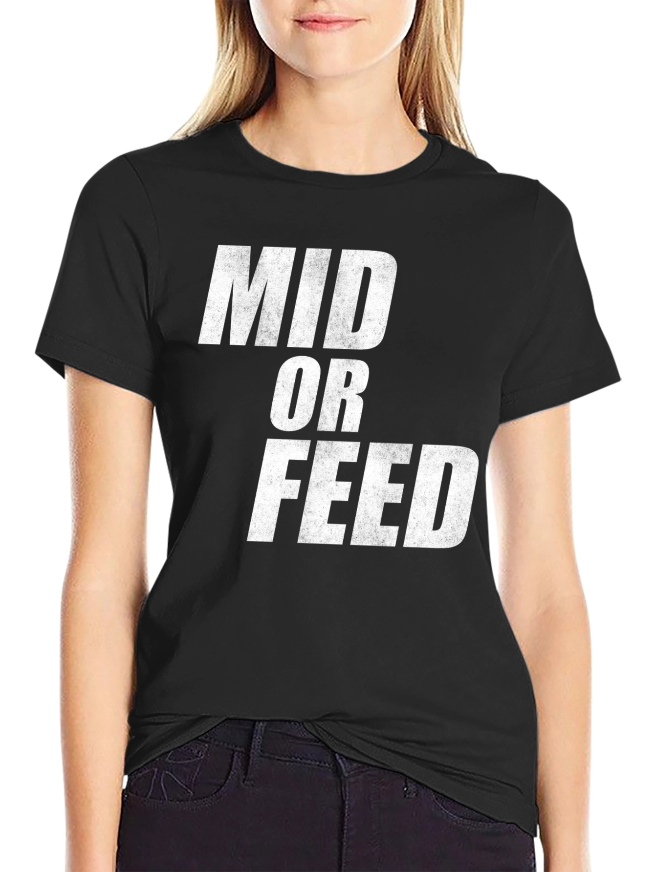 Black Mid or Feed Black Graphic Tee view 2