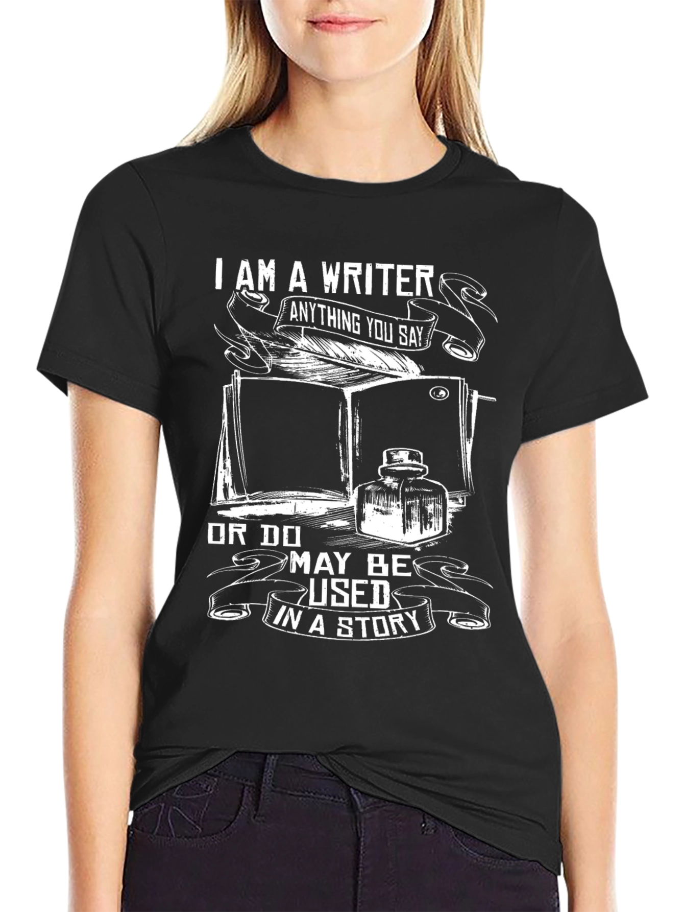 Black I am a Writer T-Shirt view 2