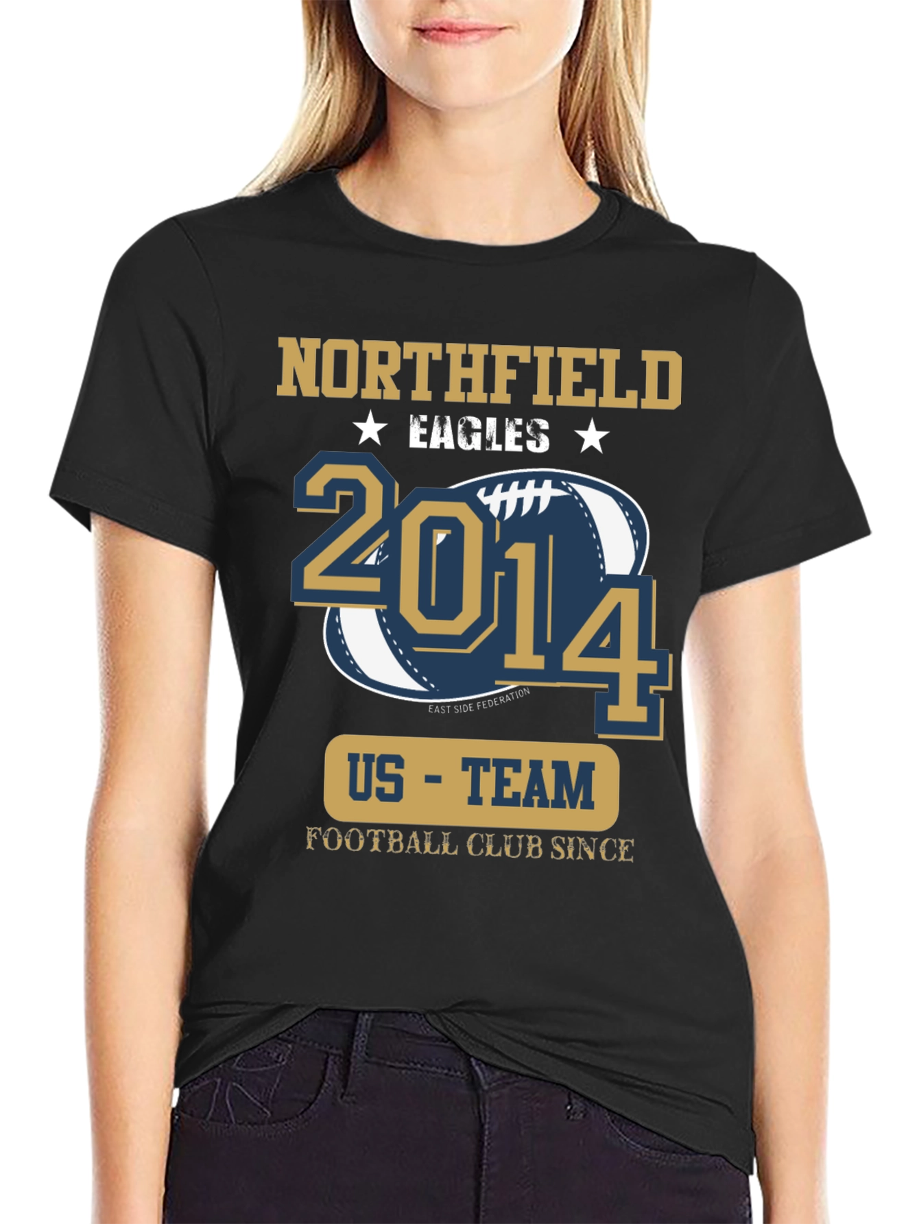 Black Northfield Eagles Football T-Shirt view 2