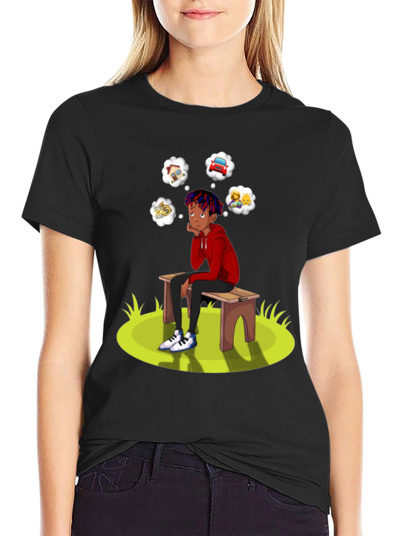 Black Dreamer T-Shirt Black Cotton Blend Unique Design view 2