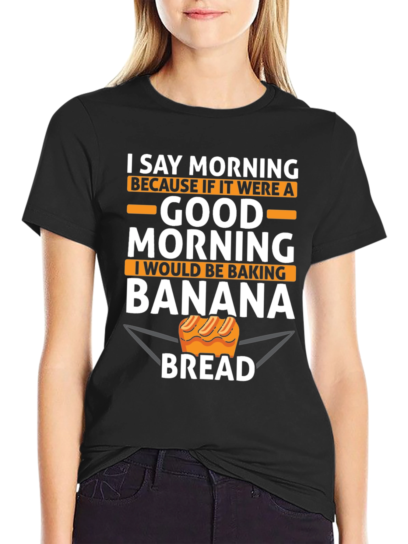 Black Funny Banana Bread Baker T-Shirt view 2