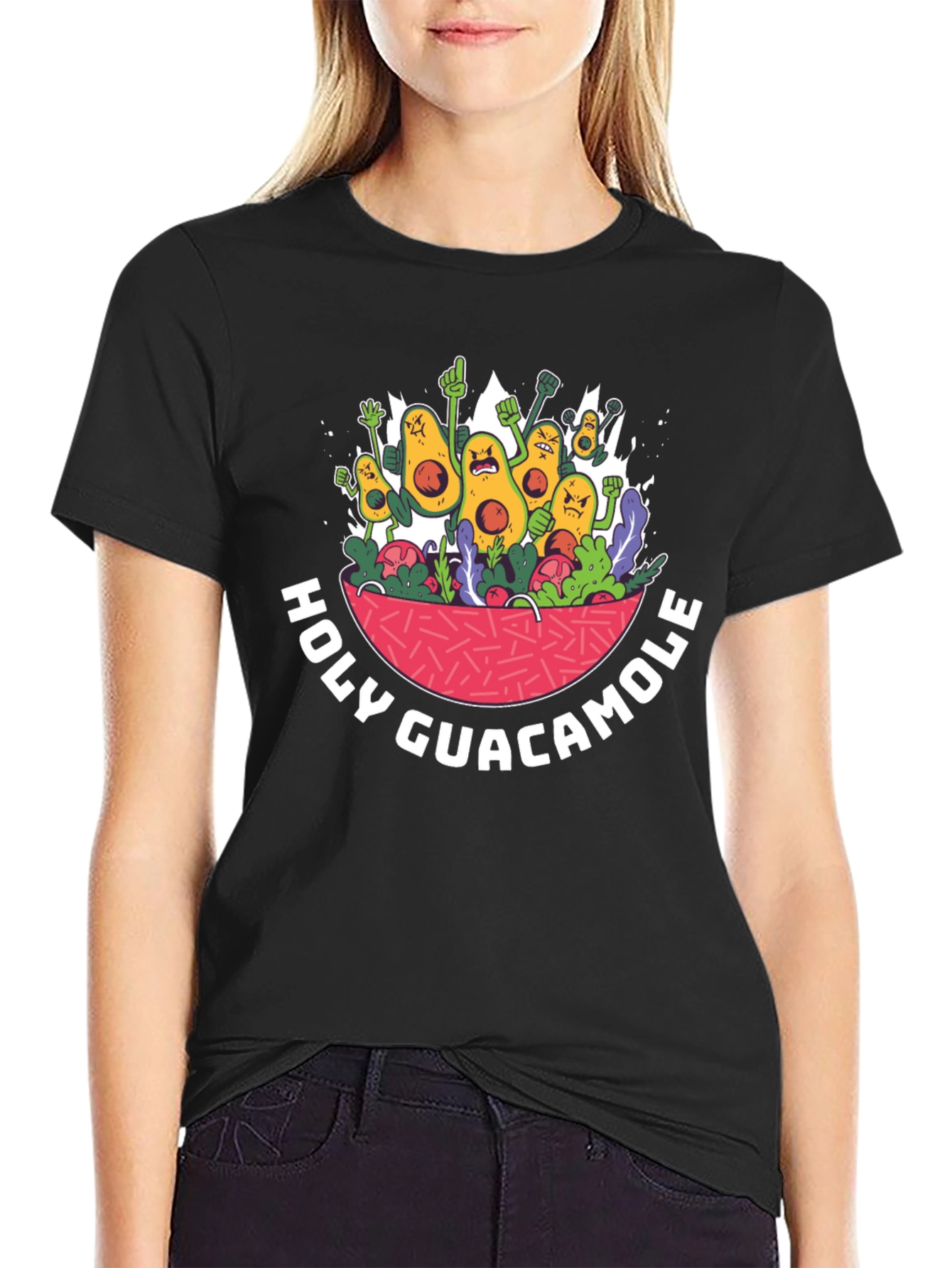 Black Holy Guacamole T-Shirt Funny Avocado Graphic Tee view 2