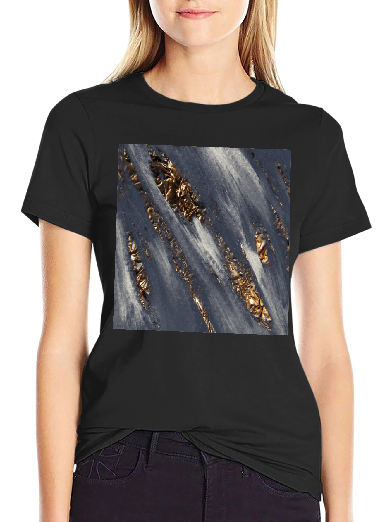 Black Abstract Art Black T-Shirt view 2